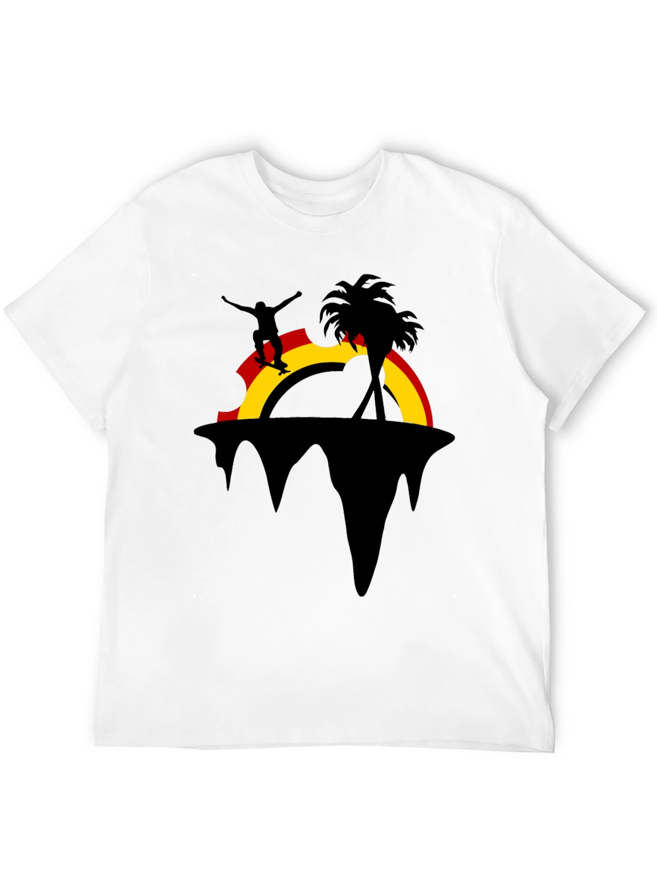 Skater Island Graphic Tee - Black Cotton Casual Shirt