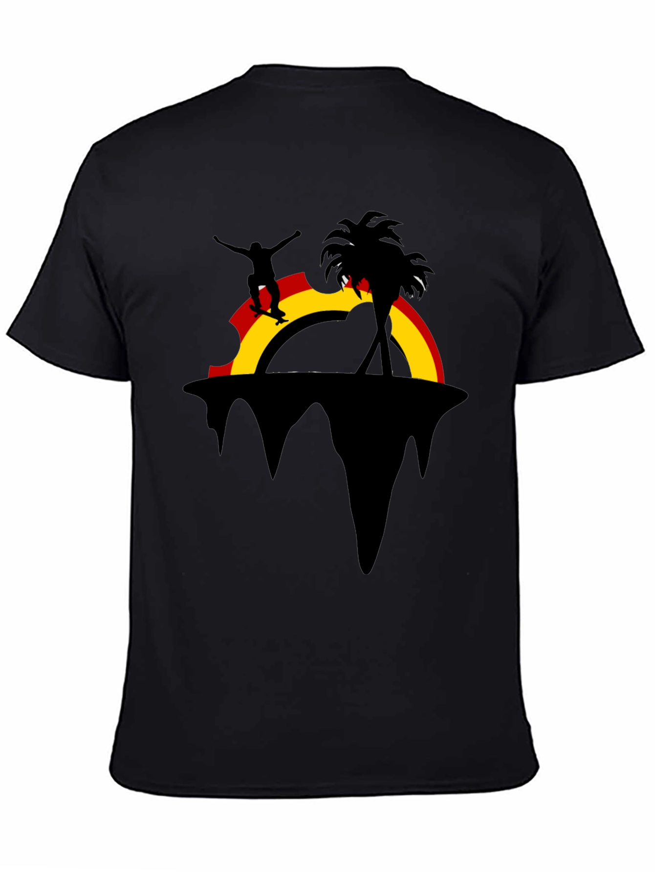 Skater Island Graphic Tee - Black Cotton Casual Shirt