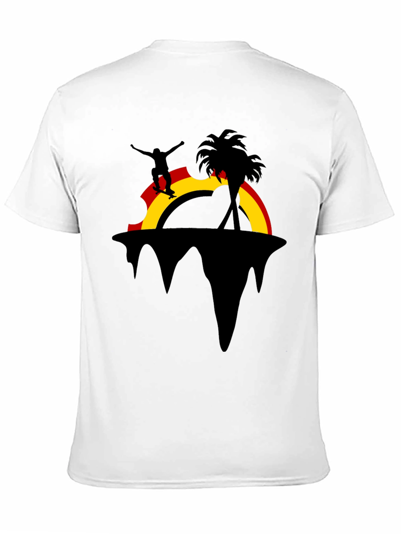 Skater Island Graphic Tee - Black Cotton Casual Shirt