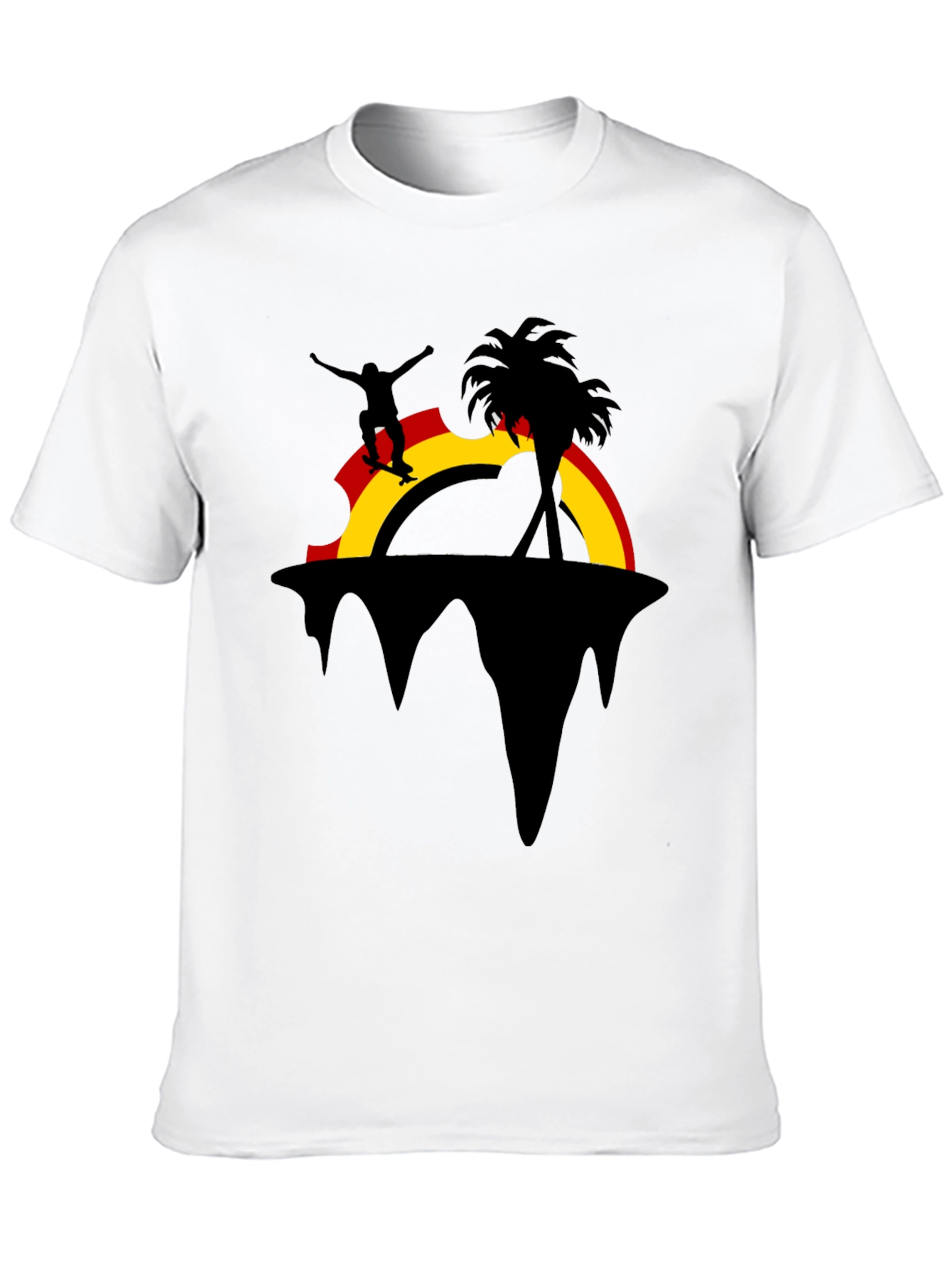 Skater Island Graphic Tee - Black Cotton Casual Shirt