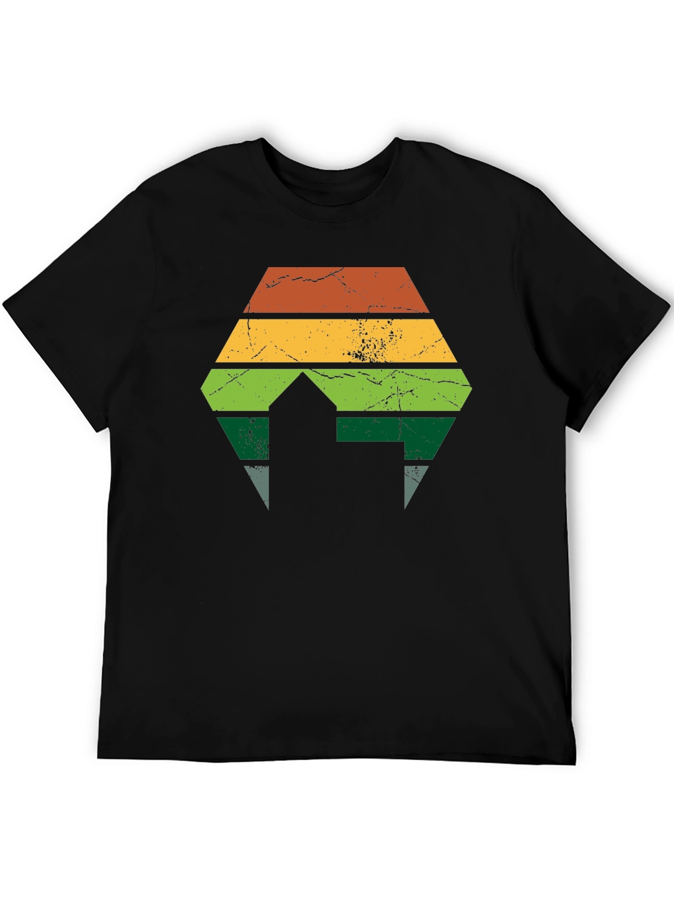Retro Striped Hexagon Black T-Shirt