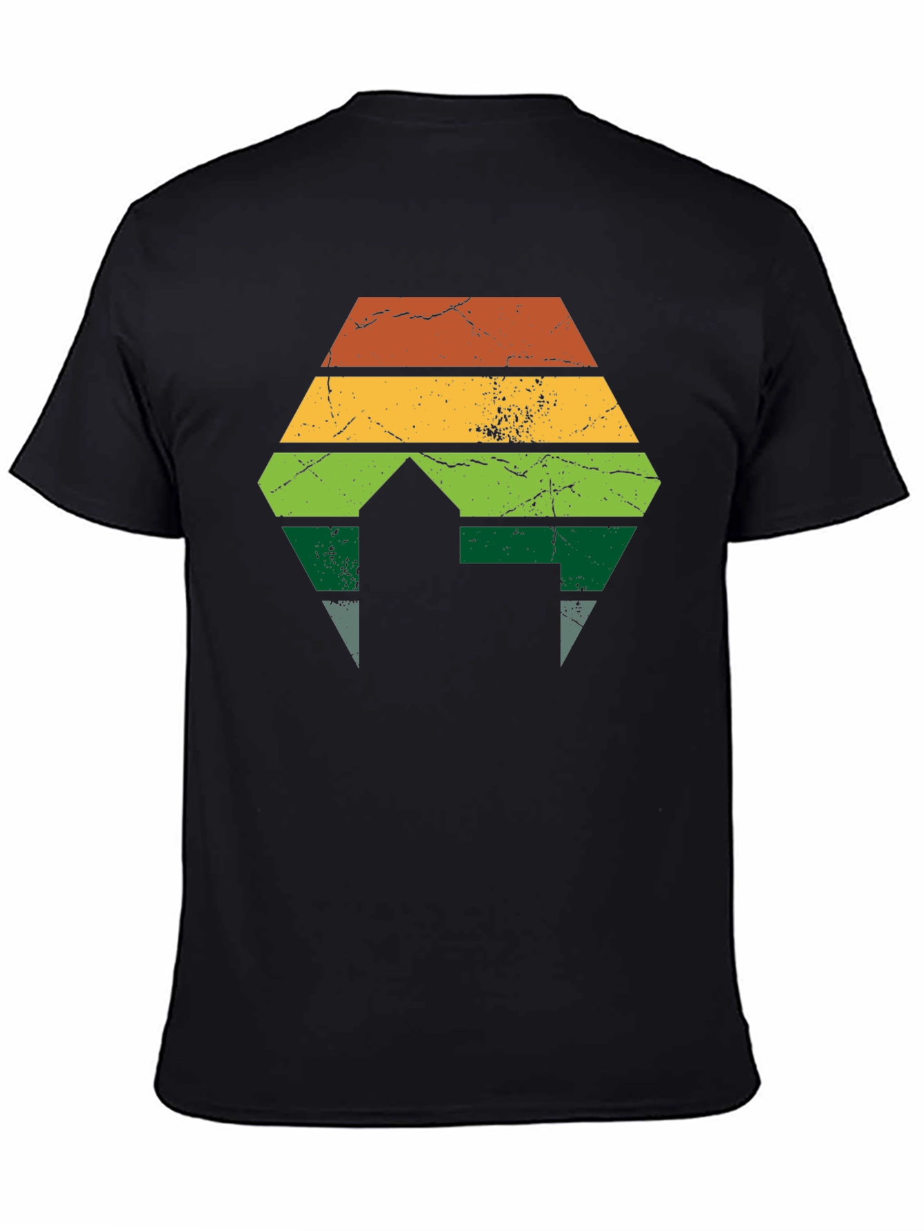 Retro Striped Hexagon Black T-Shirt