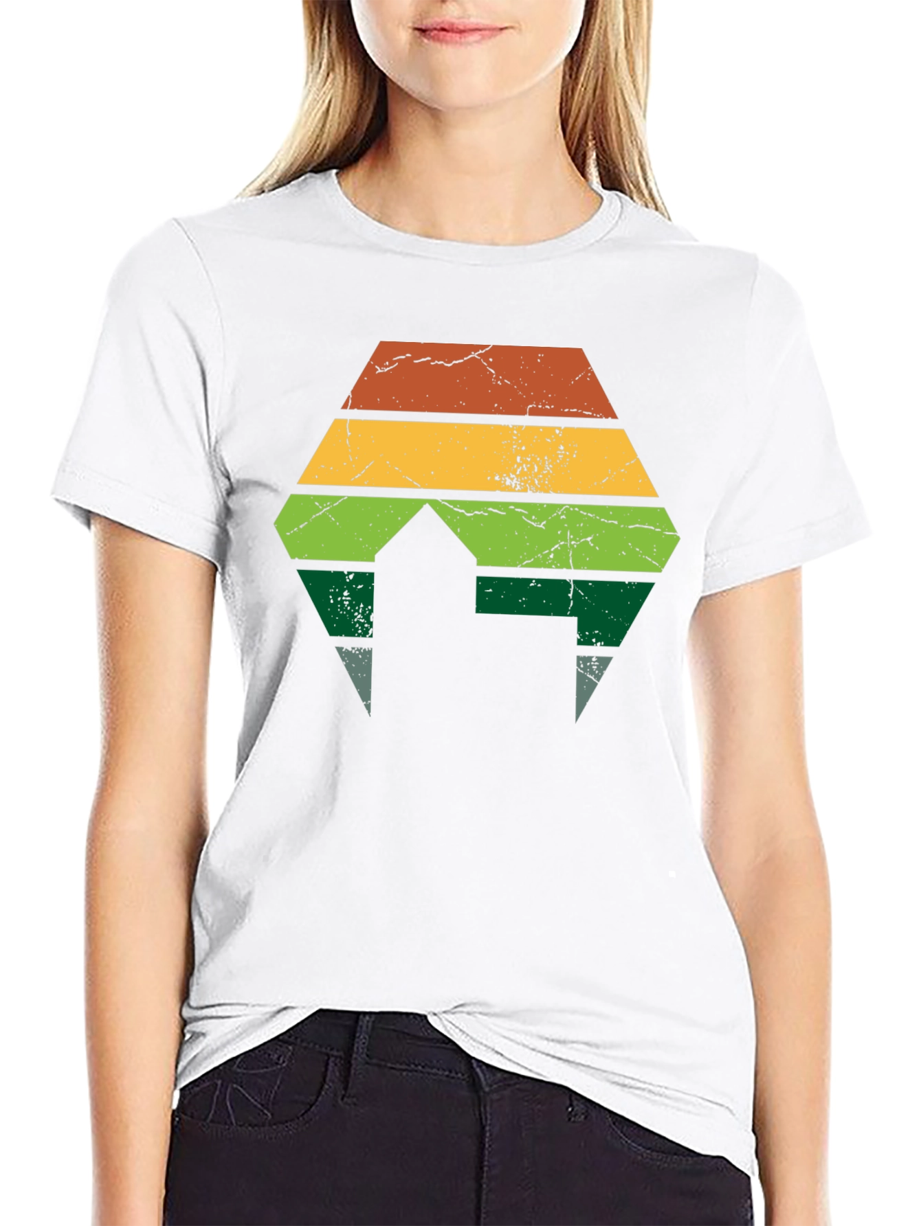Retro Striped Hexagon Black T-Shirt
