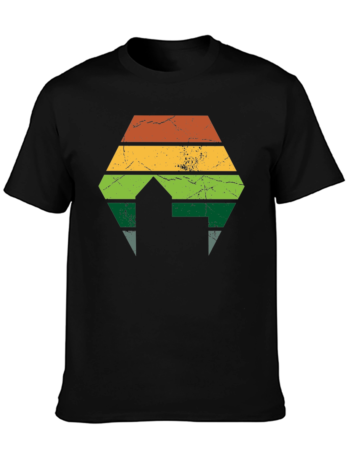 Retro Striped Hexagon Black T-Shirt