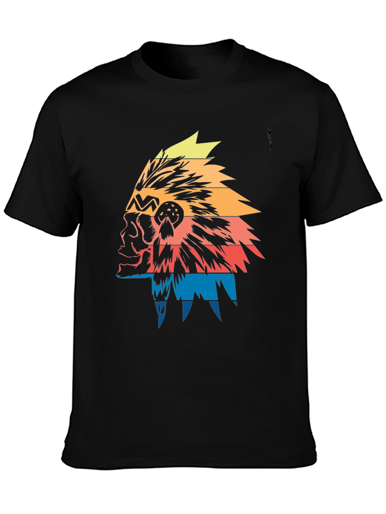 Native American Headdress Graphic Tee - Black