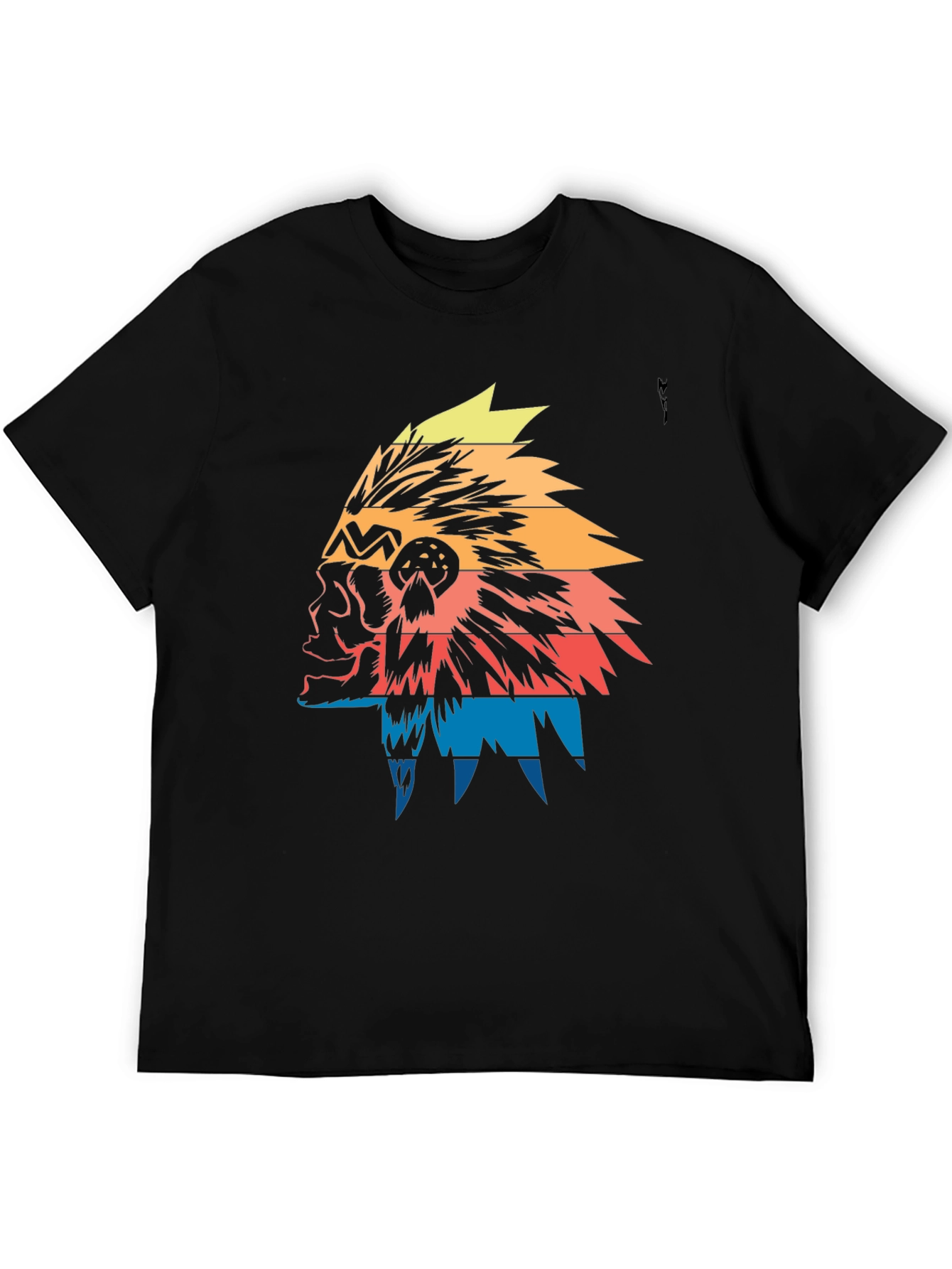 Native American Headdress Graphic Tee - Black