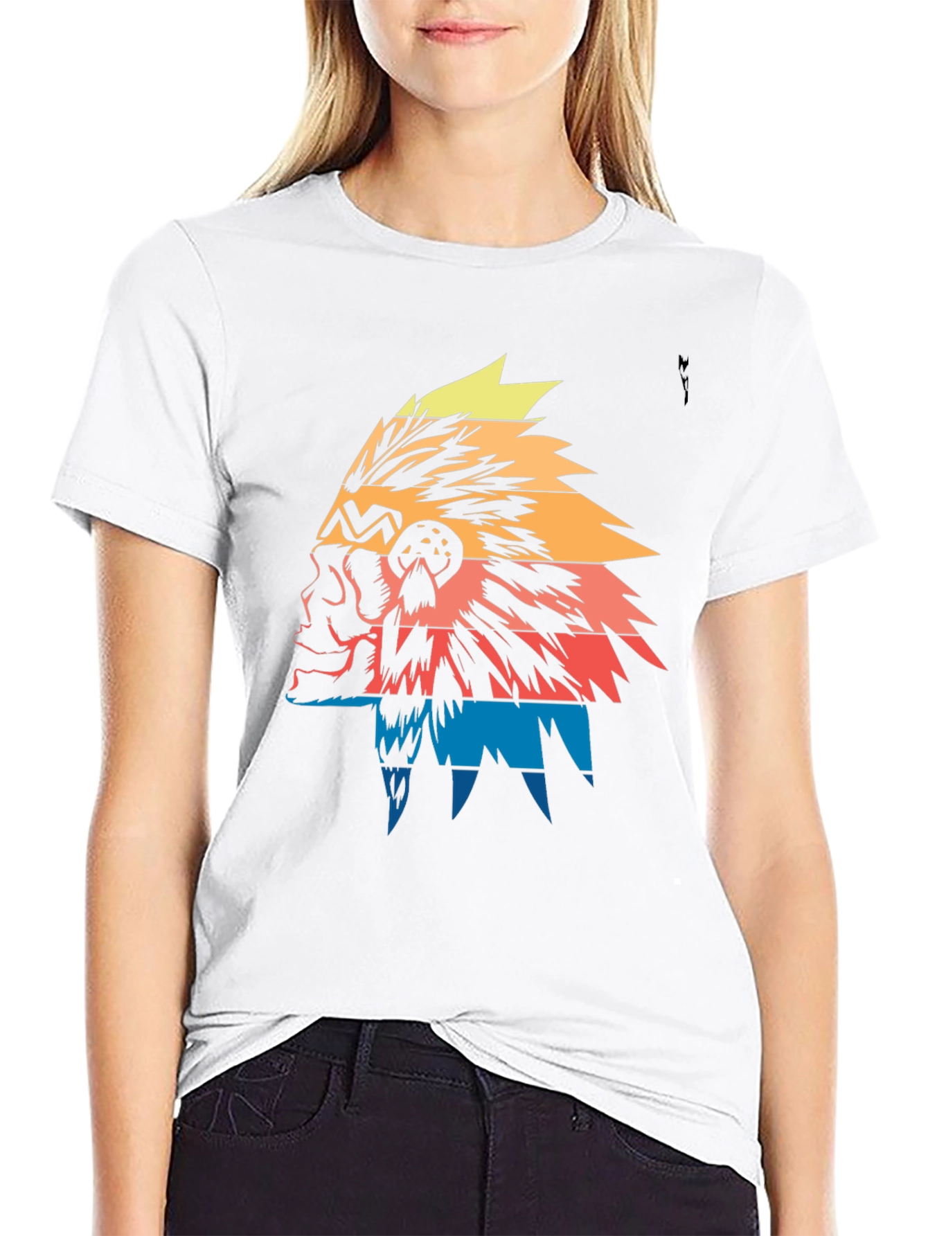 Native American Headdress Graphic Tee - Black