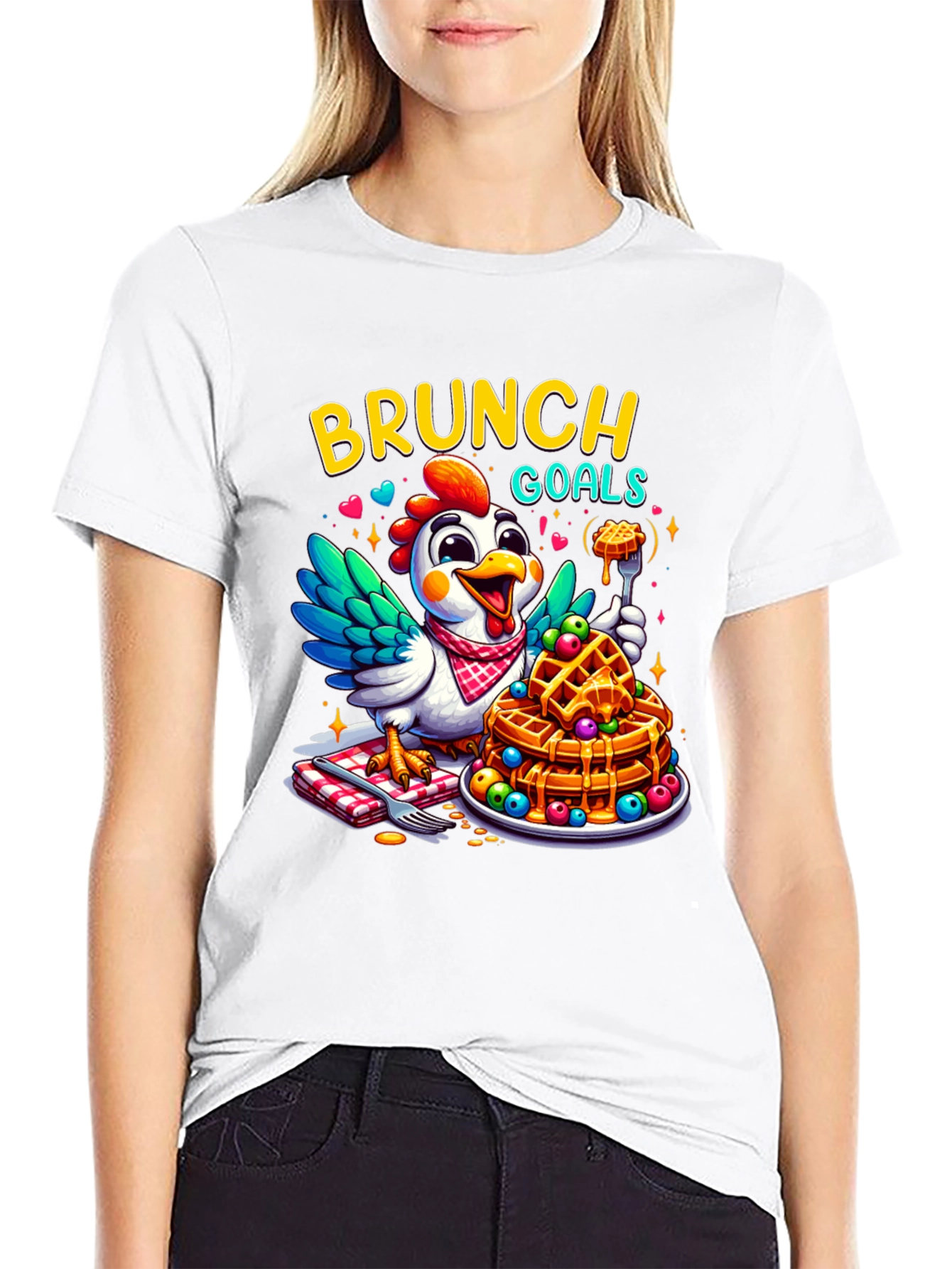 Brunch Goals T-Shirt - Chicken & Waffles Graphic Tee