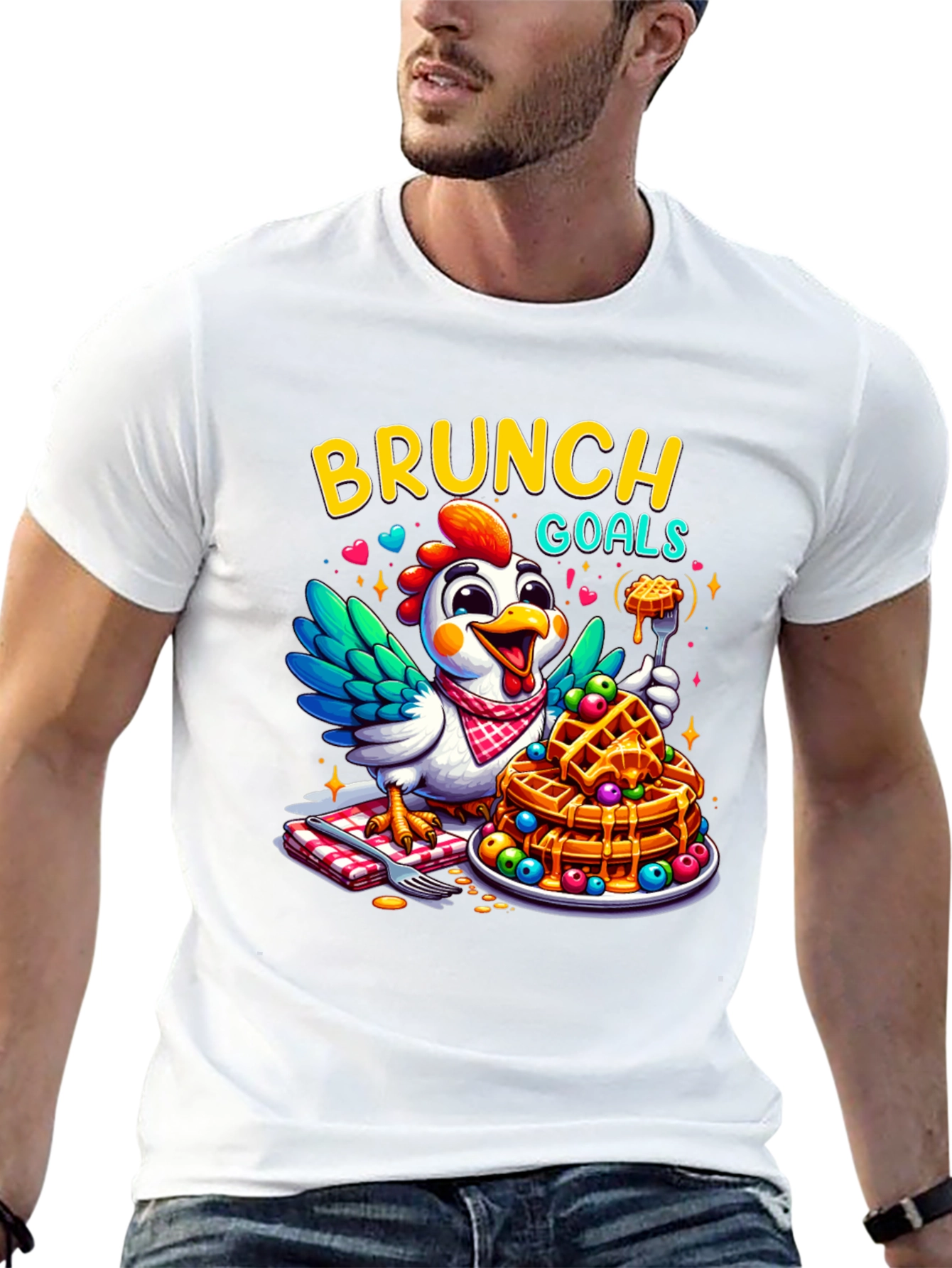 Brunch Goals T-Shirt - Chicken & Waffles Graphic Tee
