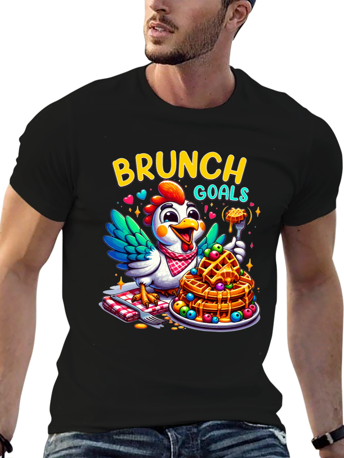 Brunch Goals T-Shirt - Chicken & Waffles Graphic Tee
