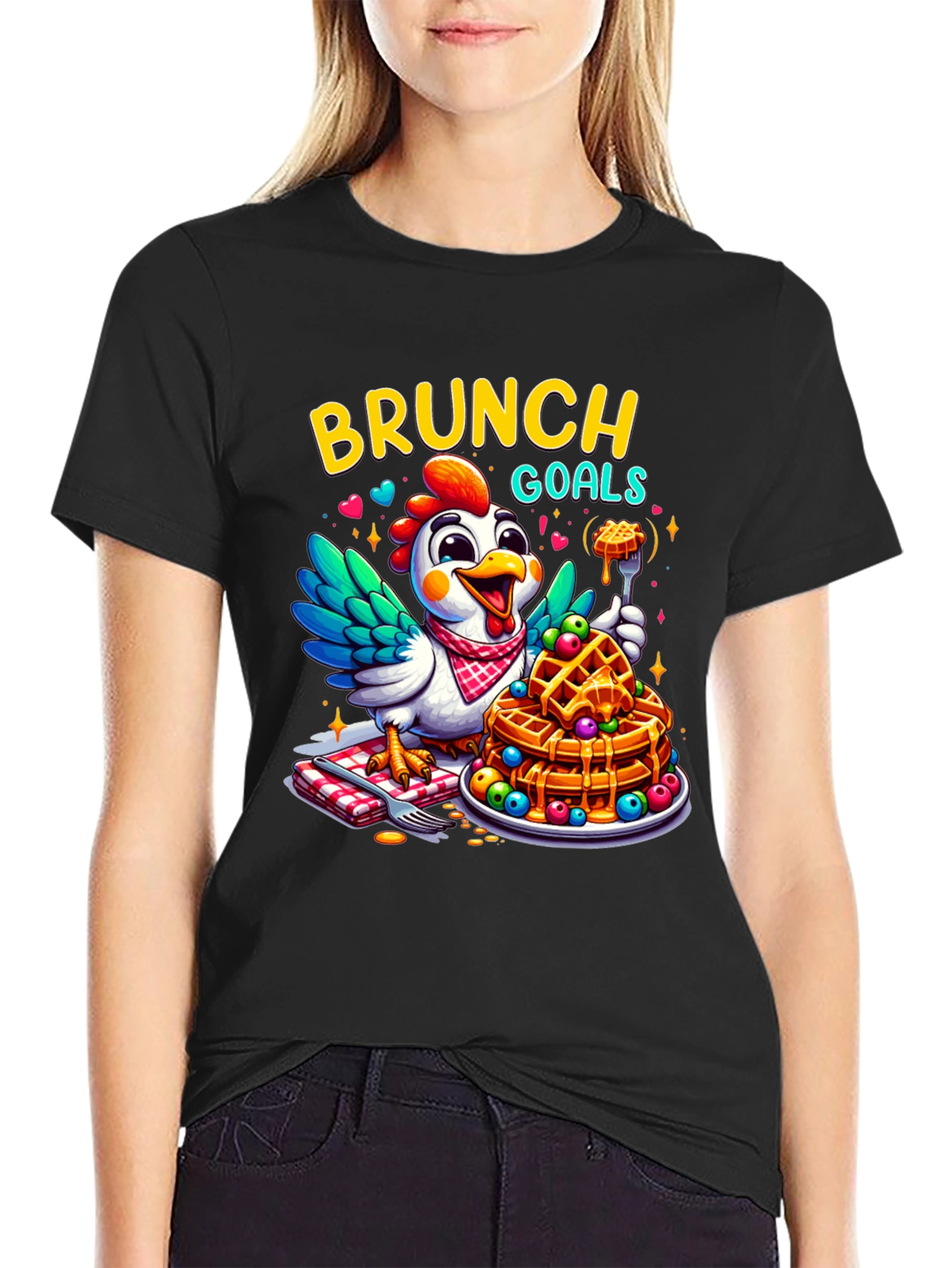 Brunch Goals T-Shirt - Chicken & Waffles Graphic Tee