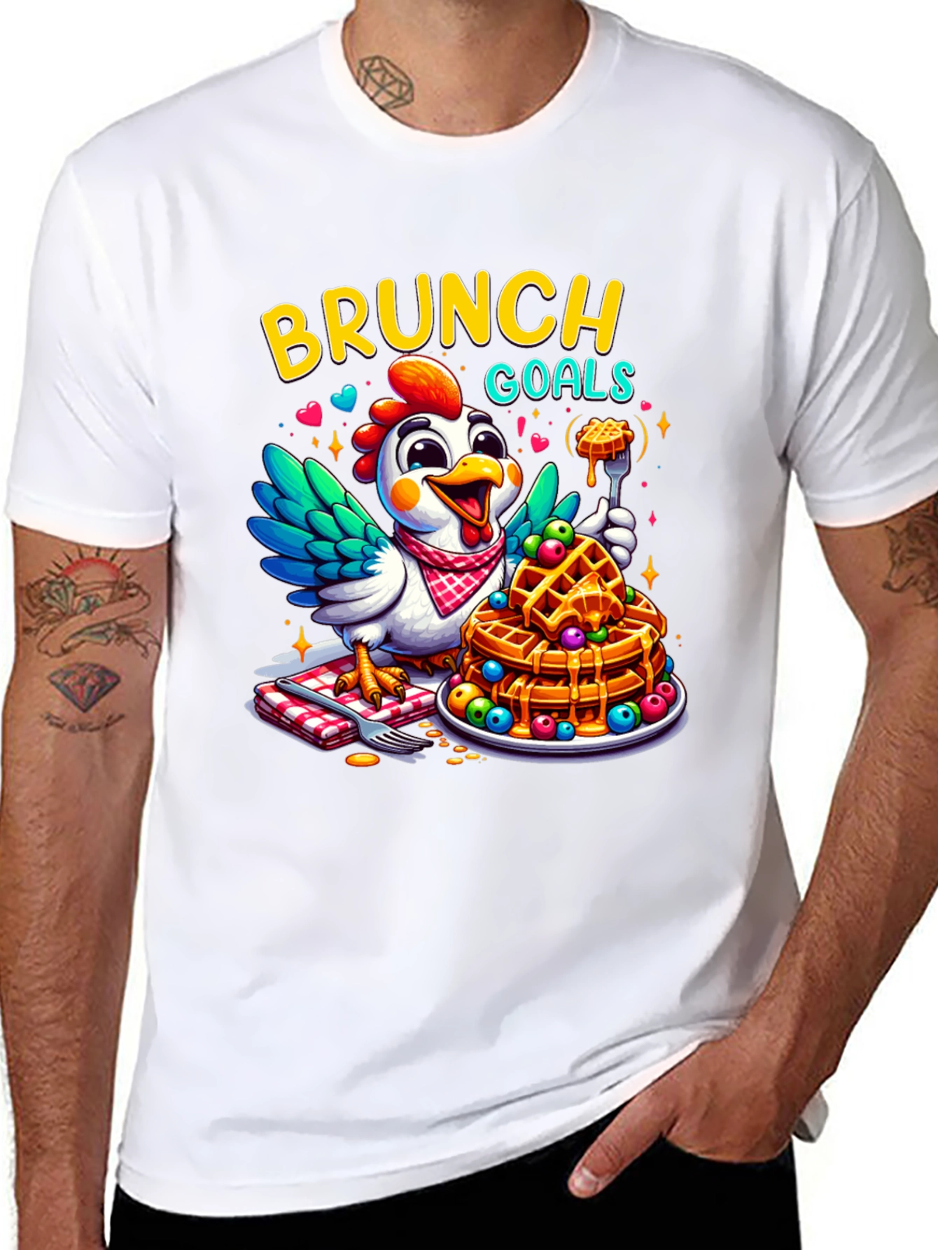 Brunch Goals T-Shirt - Chicken & Waffles Graphic Tee