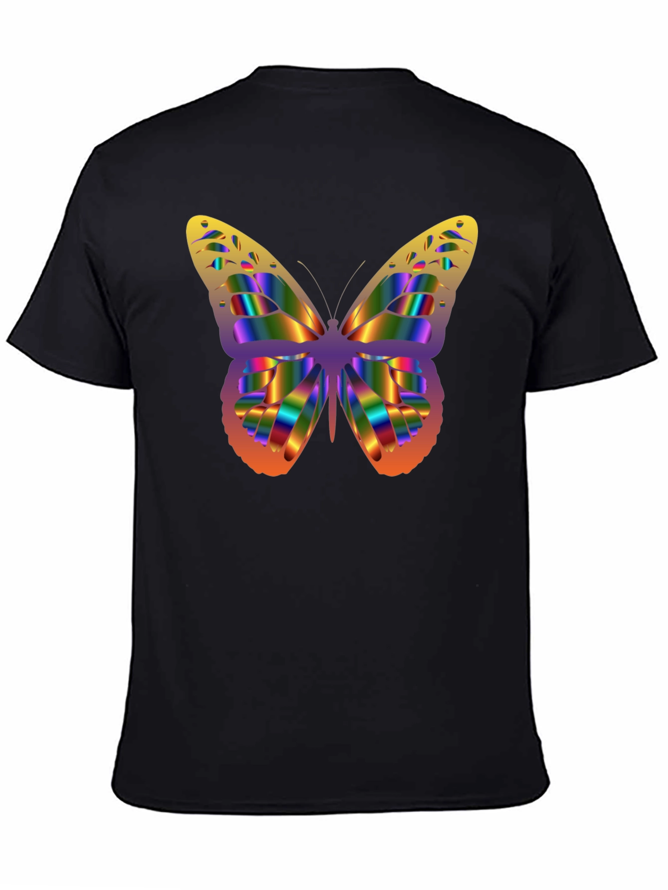 Rainbow Butterfly Graphic Tee - Black Cotton Blend