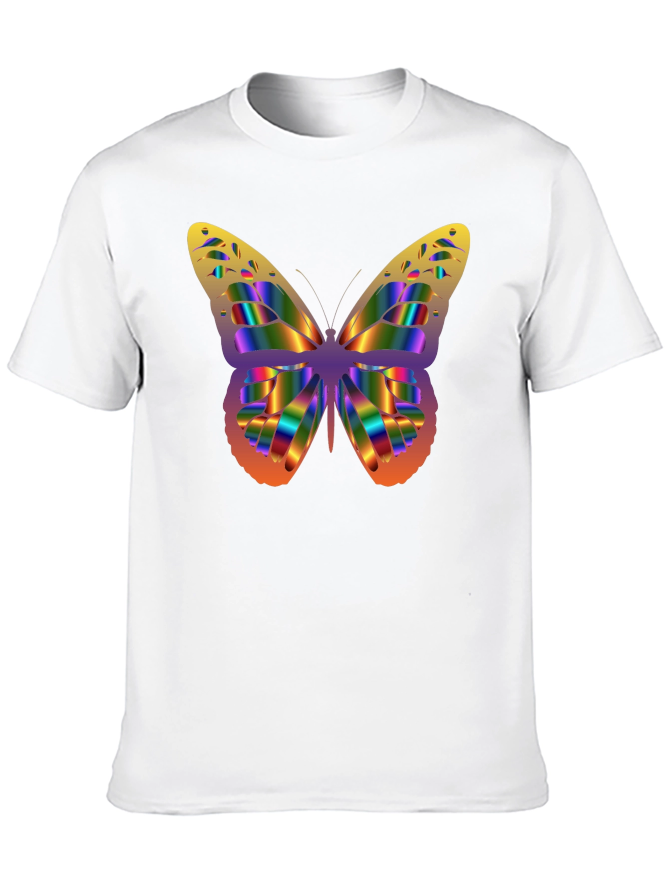 Rainbow Butterfly Graphic Tee - Black Cotton Blend