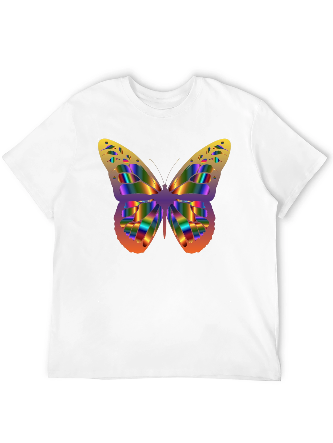 Rainbow Butterfly Graphic Tee - Black Cotton Blend