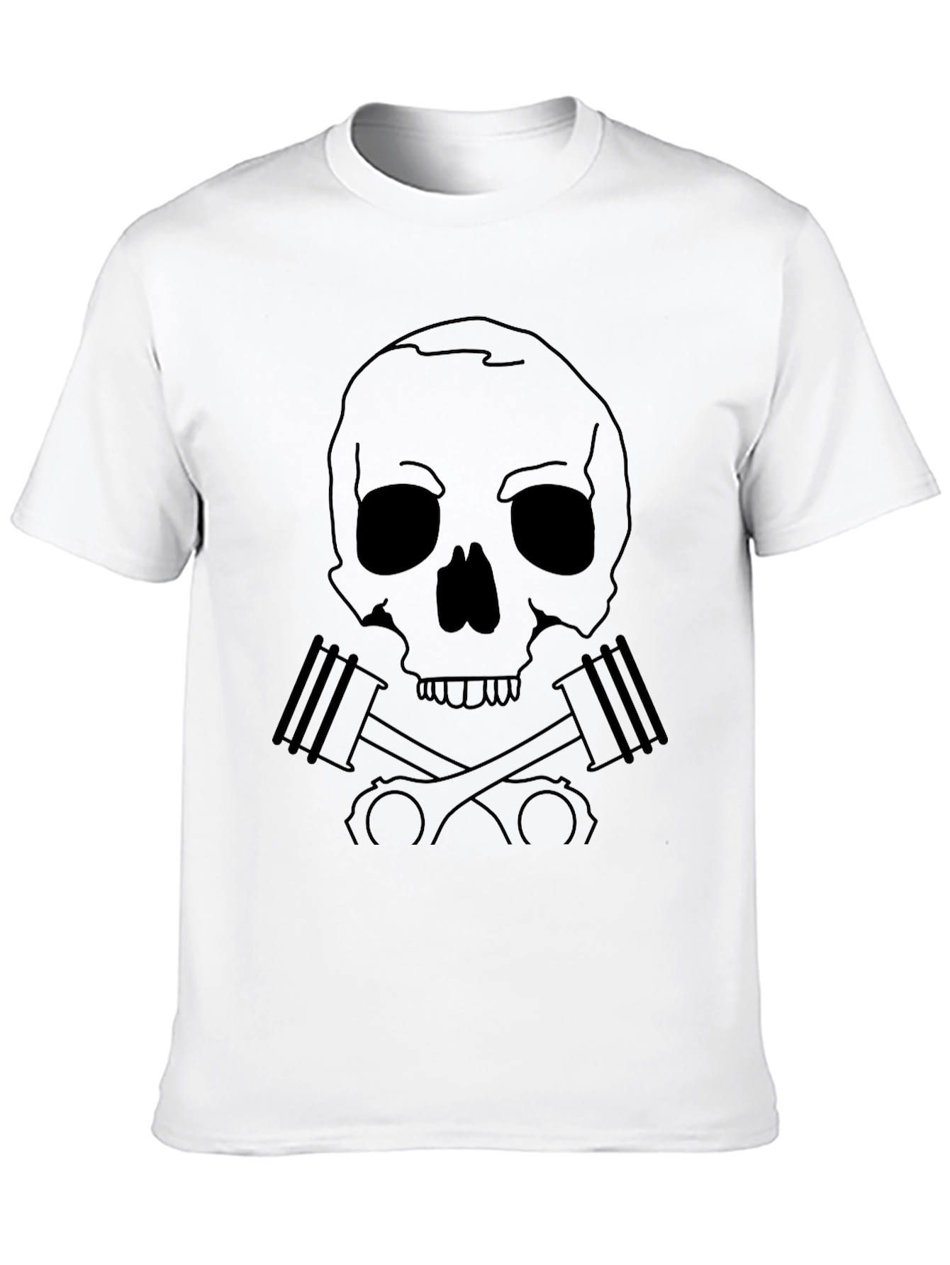 Skull & Pistons Graphic Tee - Black