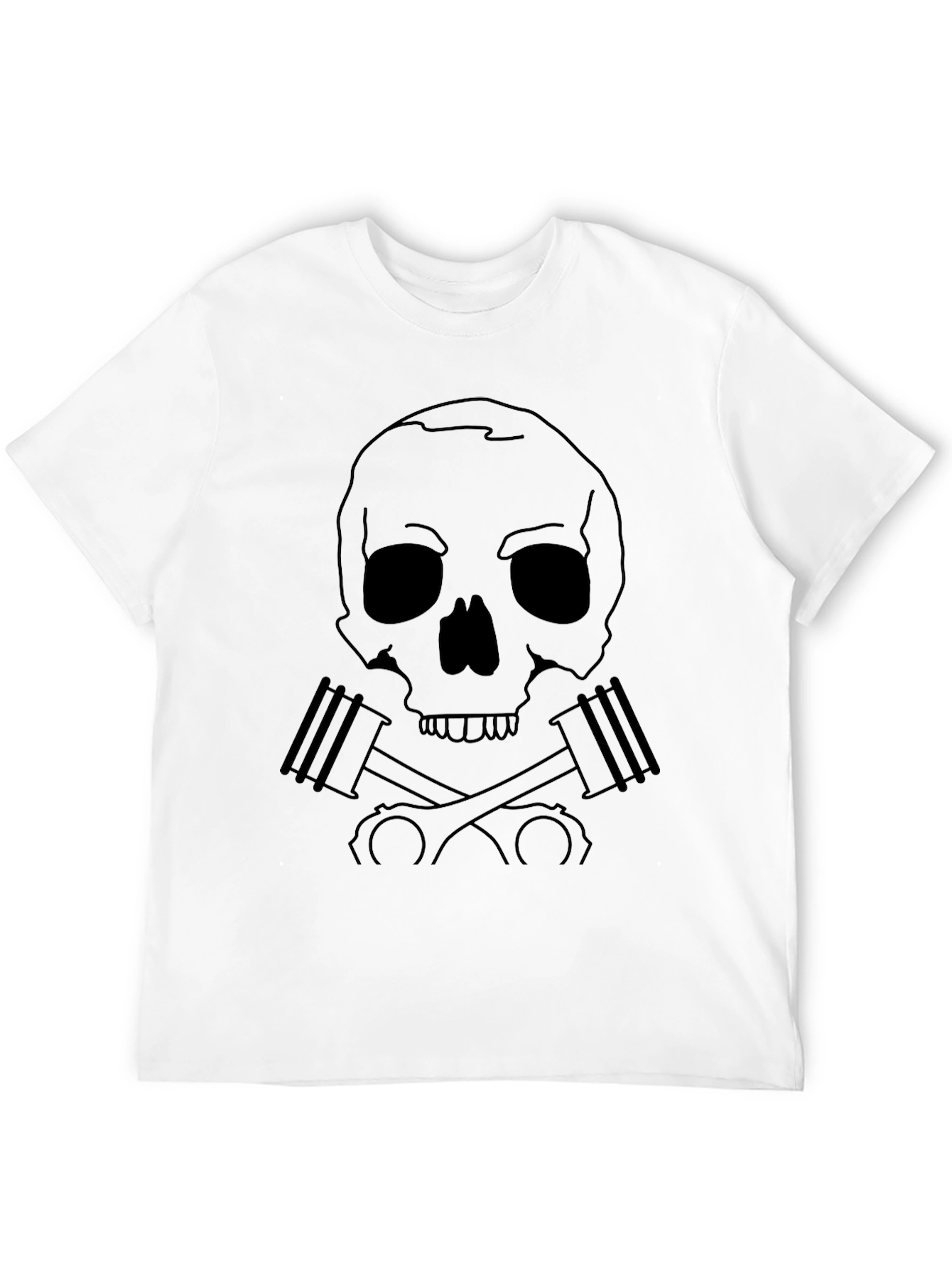 Skull & Pistons Graphic Tee - Black