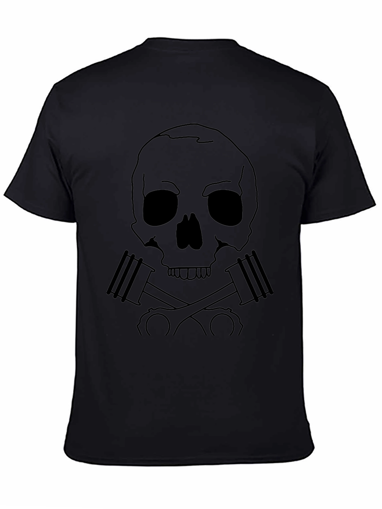 Skull & Pistons Graphic Tee - Black