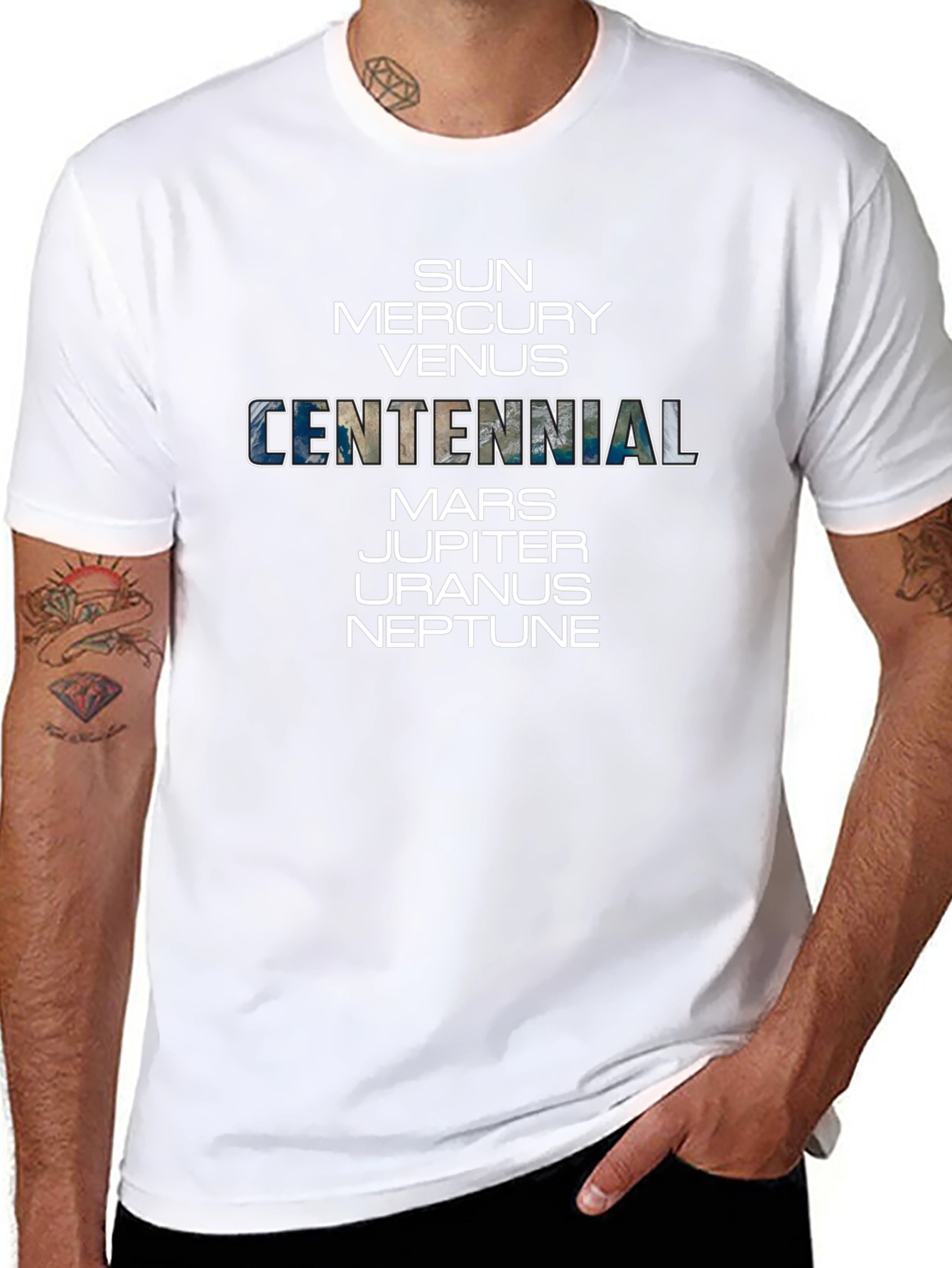 Planets Centennial T-Shirt - Black Crew Neck
