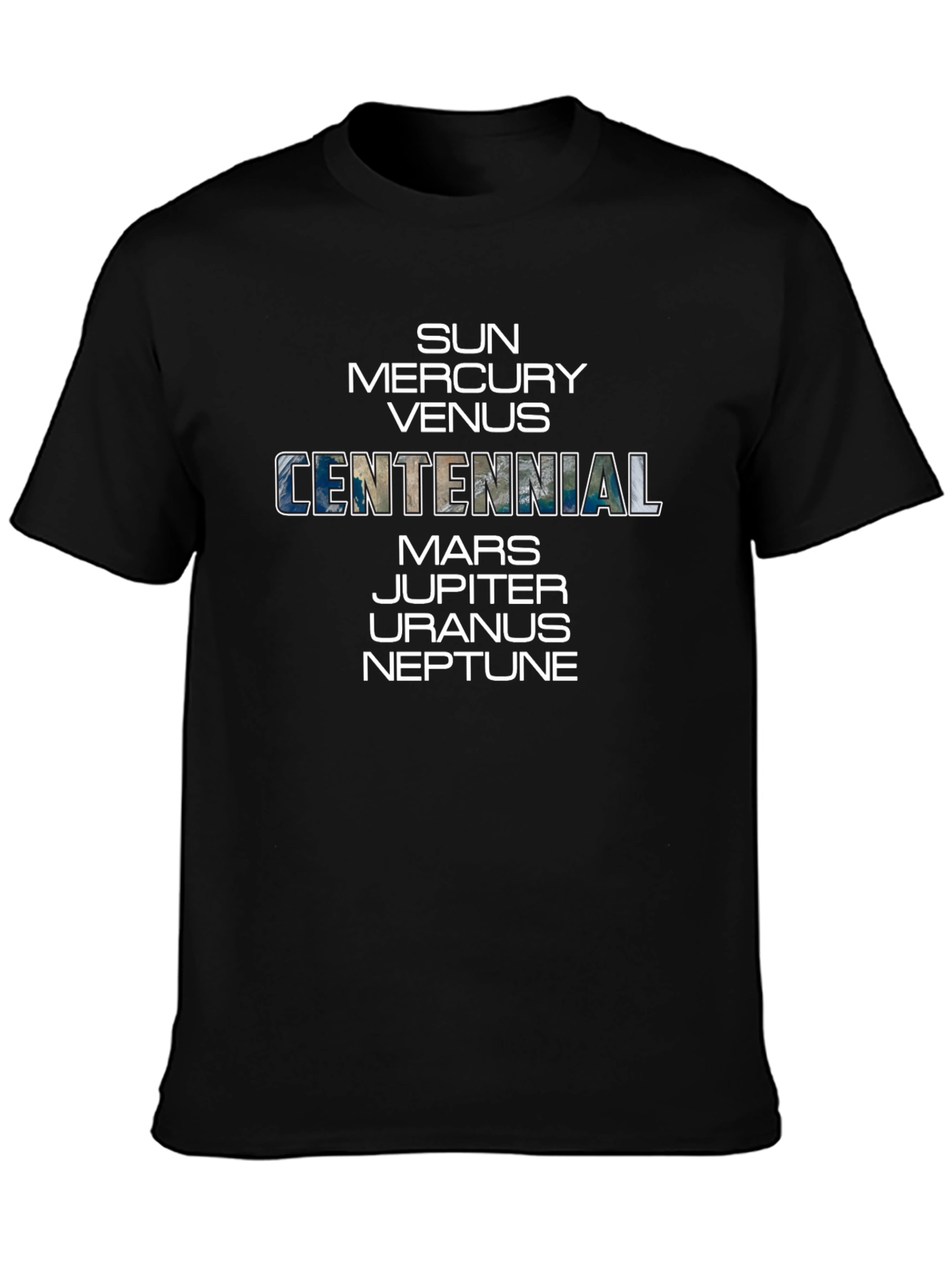 Planets Centennial T-Shirt - Black Crew Neck