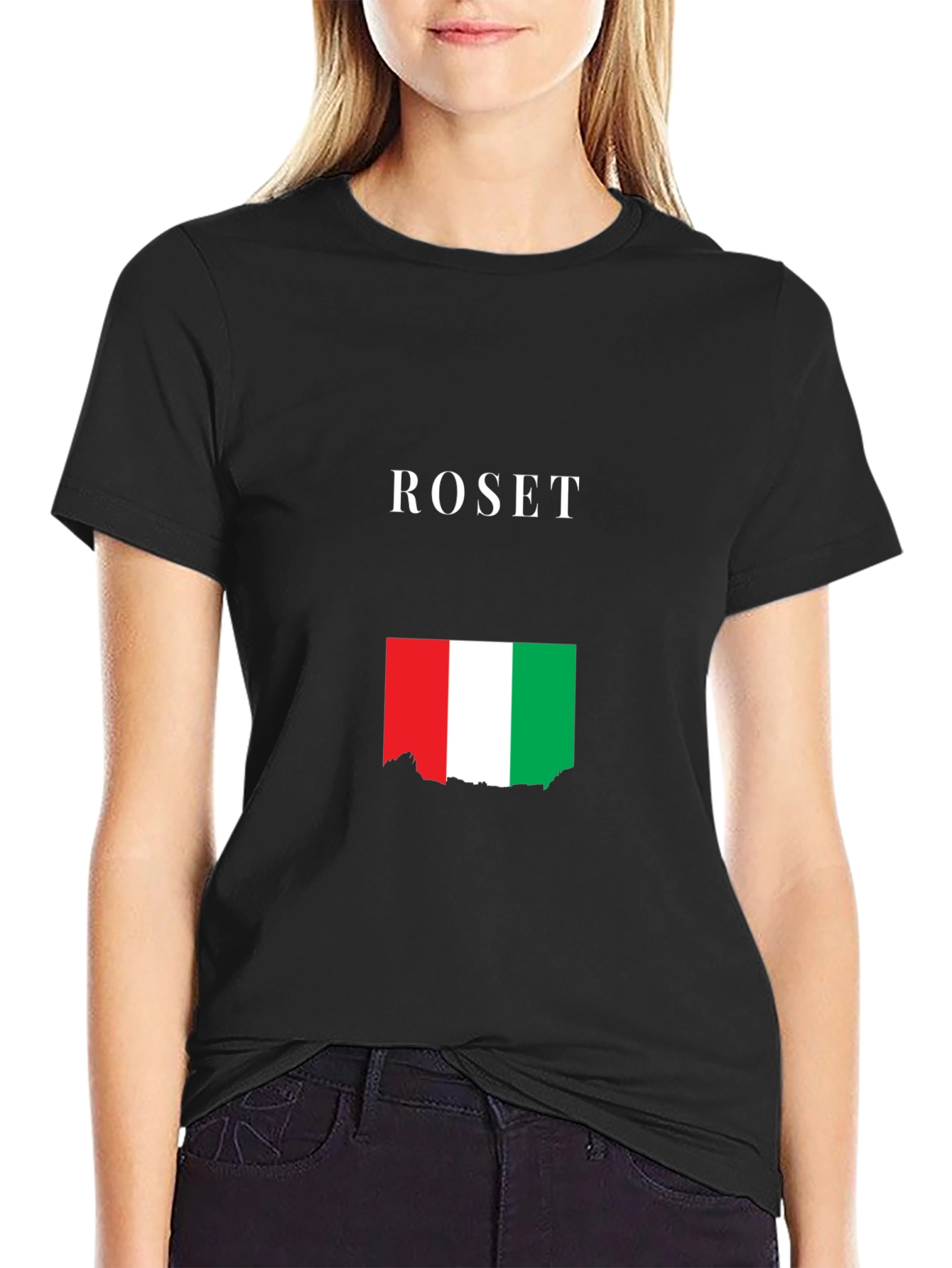 ROSET Italy Flag Graphic Tee - Black Cotton Blend