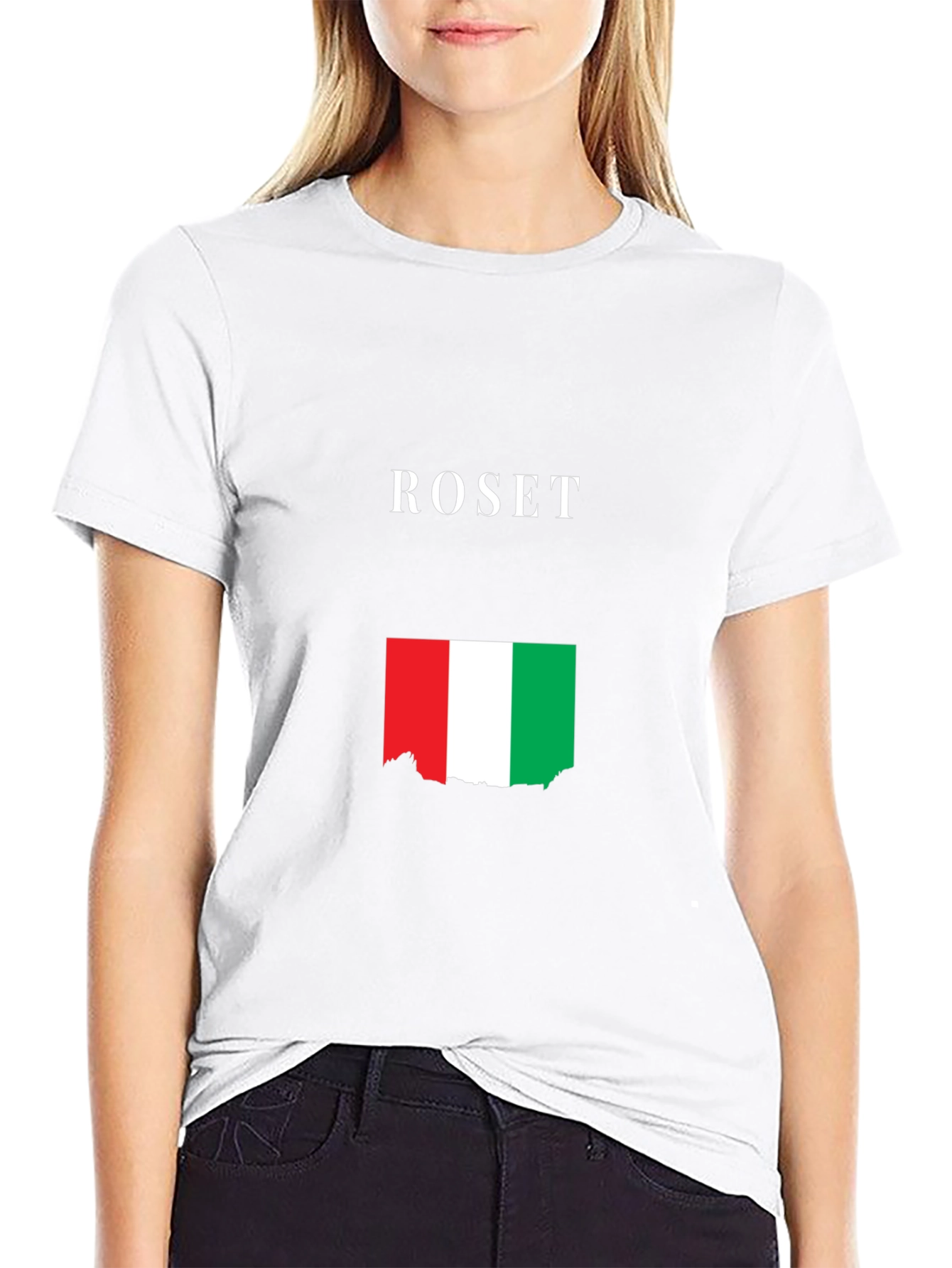 ROSET Italy Flag Graphic Tee - Black Cotton Blend