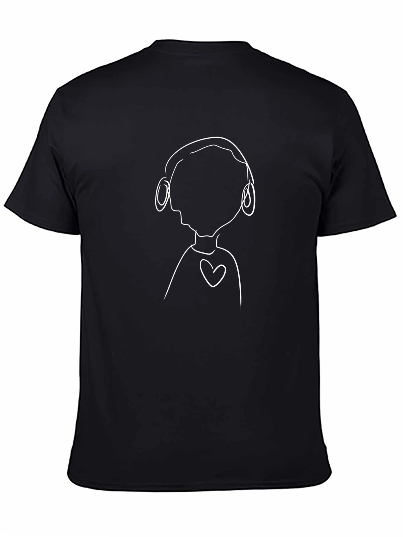 Minimalist Outline Heart & Headphones Graphic Tee