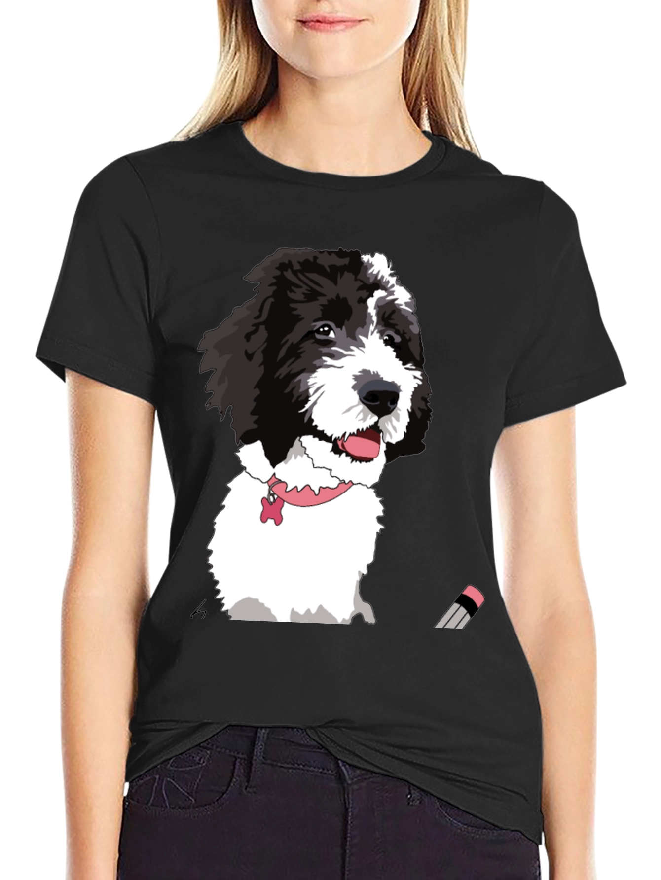 Dog Portrait Graphic Tee - Unisex Black T-Shirt