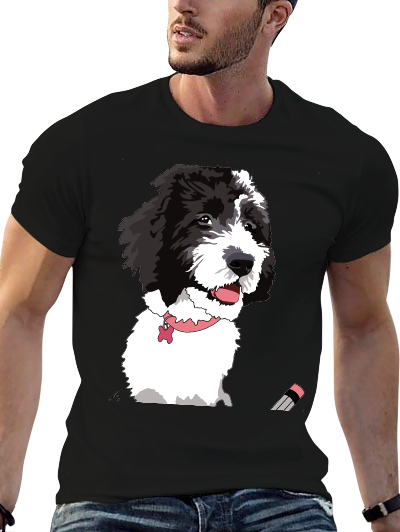 Dog Portrait Graphic Tee - Unisex Black T-Shirt