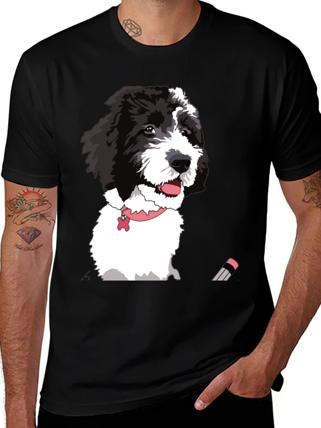 Dog Portrait Graphic Tee - Unisex Black T-Shirt