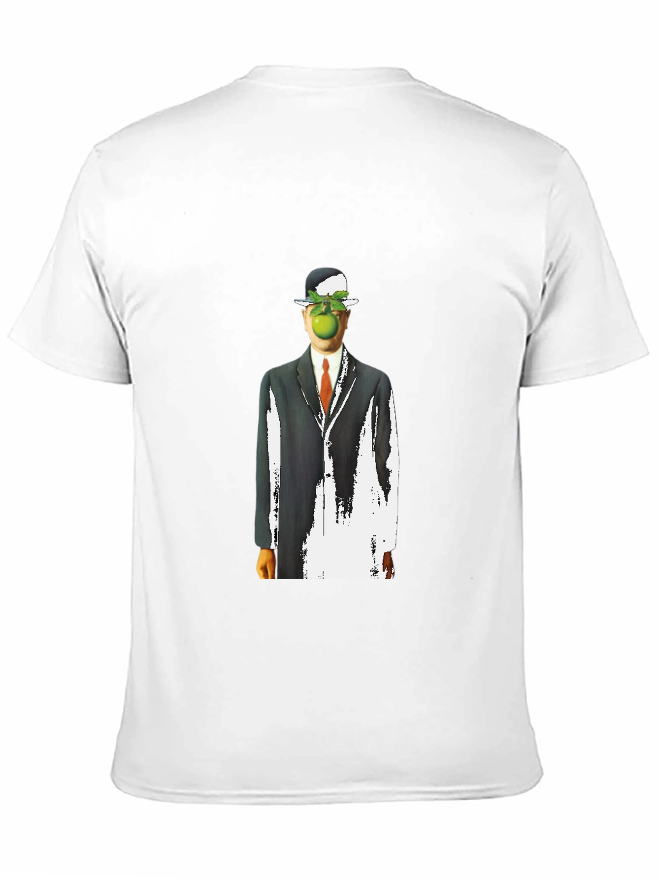 Surreal Apple Man Graphic Tee - Stylish Black T-Shirt