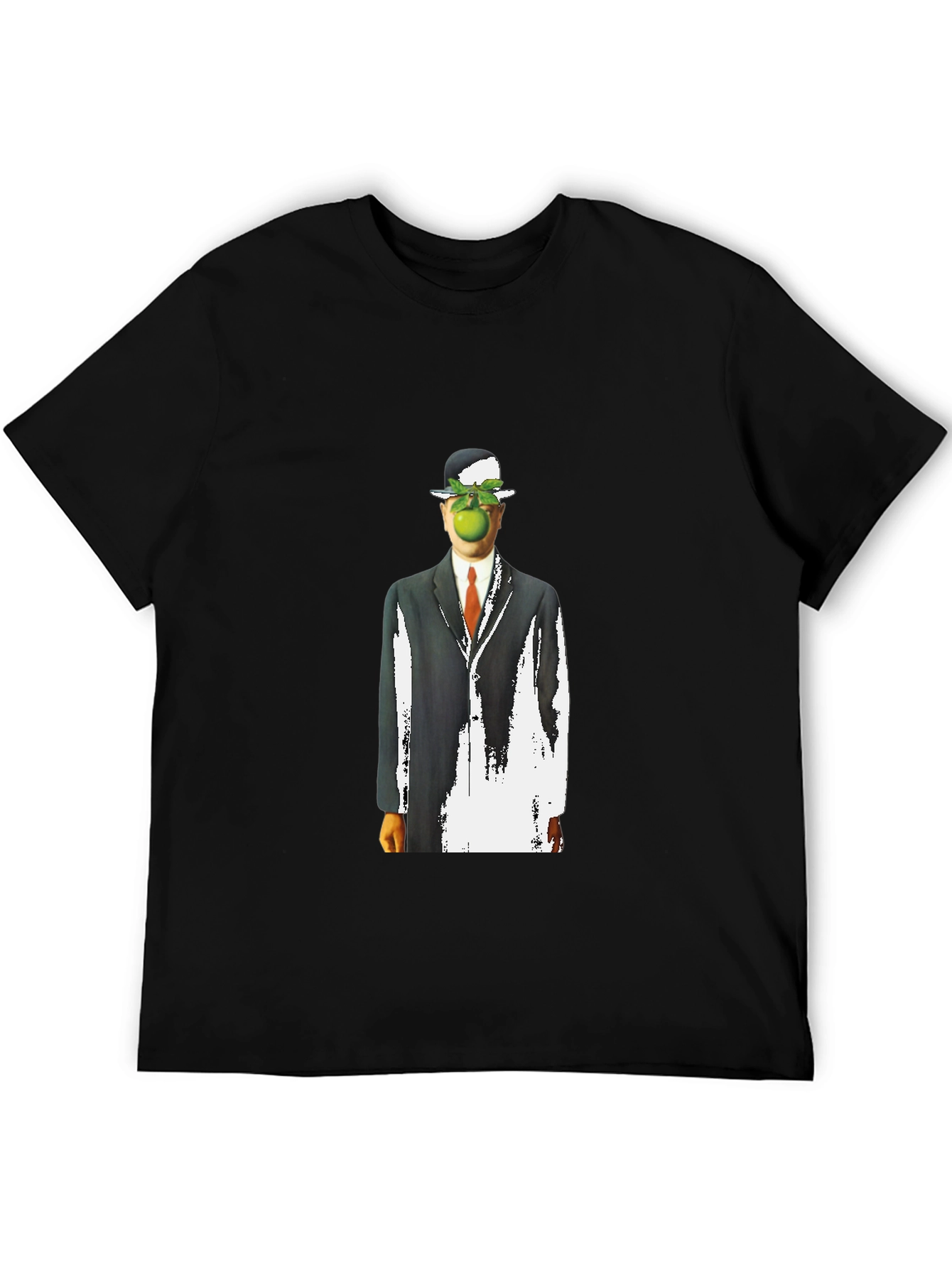 Surreal Apple Man Graphic Tee - Stylish Black T-Shirt