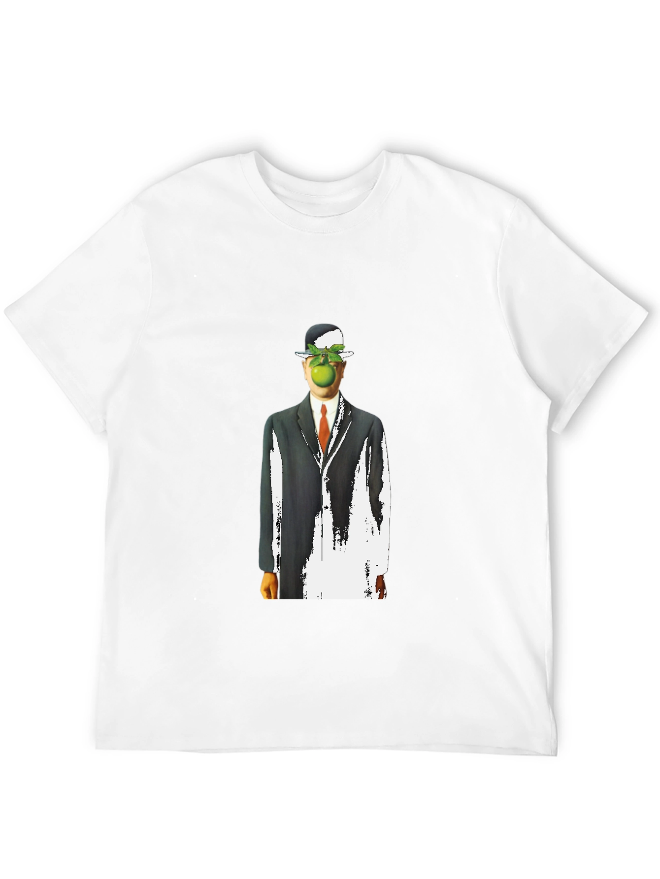 Surreal Apple Man Graphic Tee - Stylish Black T-Shirt