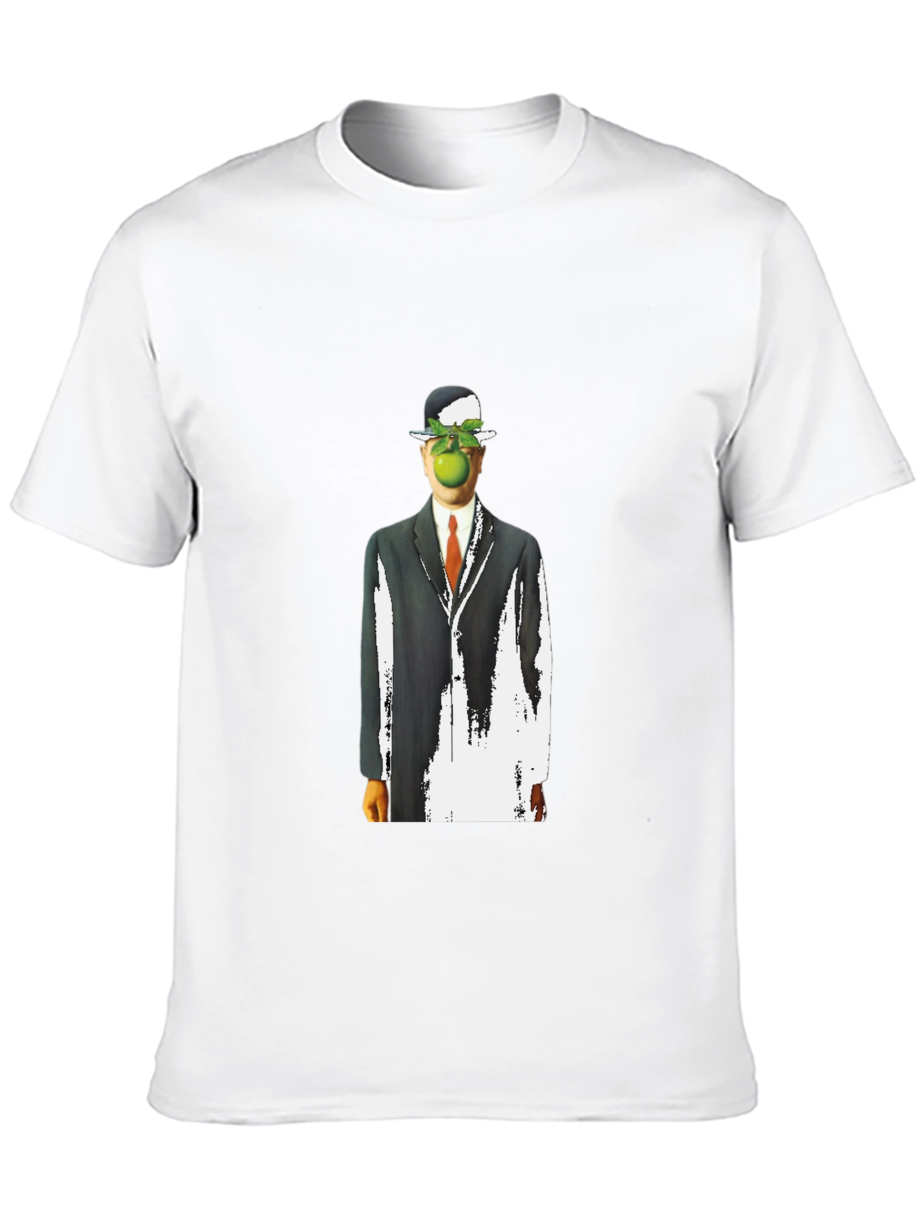 Surreal Apple Man Graphic Tee - Stylish Black T-Shirt
