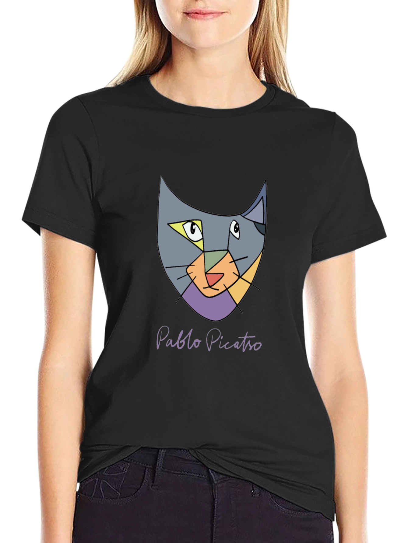 Abstract Cat T-Shirt - Pablo Picatro Design Soft Cotton