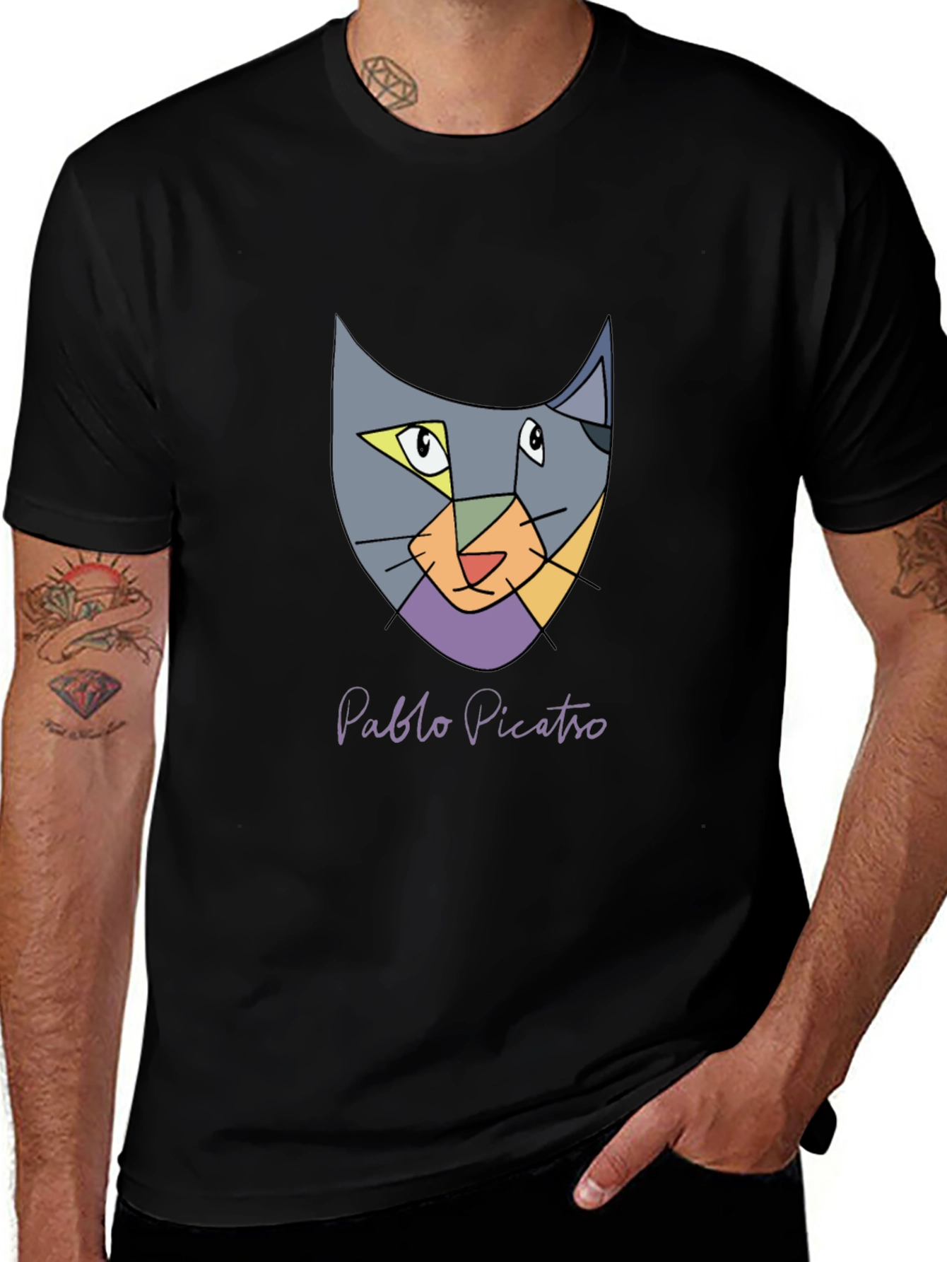 Abstract Cat T-Shirt - Pablo Picatro Design Soft Cotton