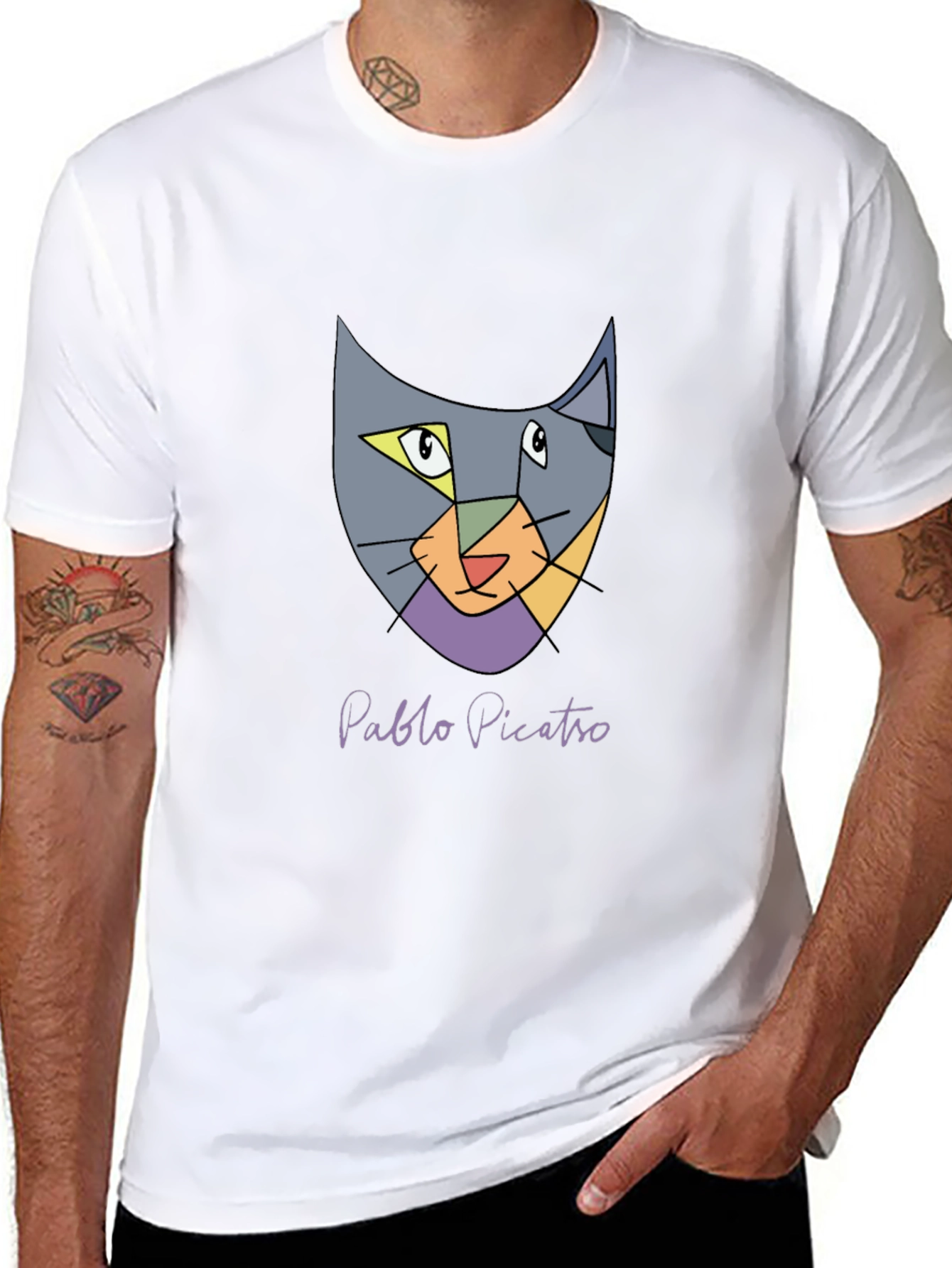 Abstract Cat T-Shirt - Pablo Picatro Design Soft Cotton
