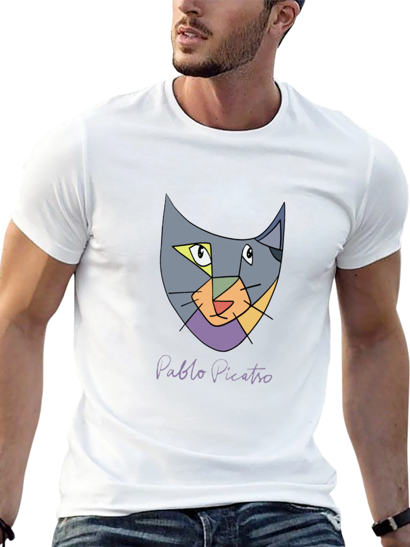 Abstract Cat T-Shirt - Pablo Picatro Design Soft Cotton