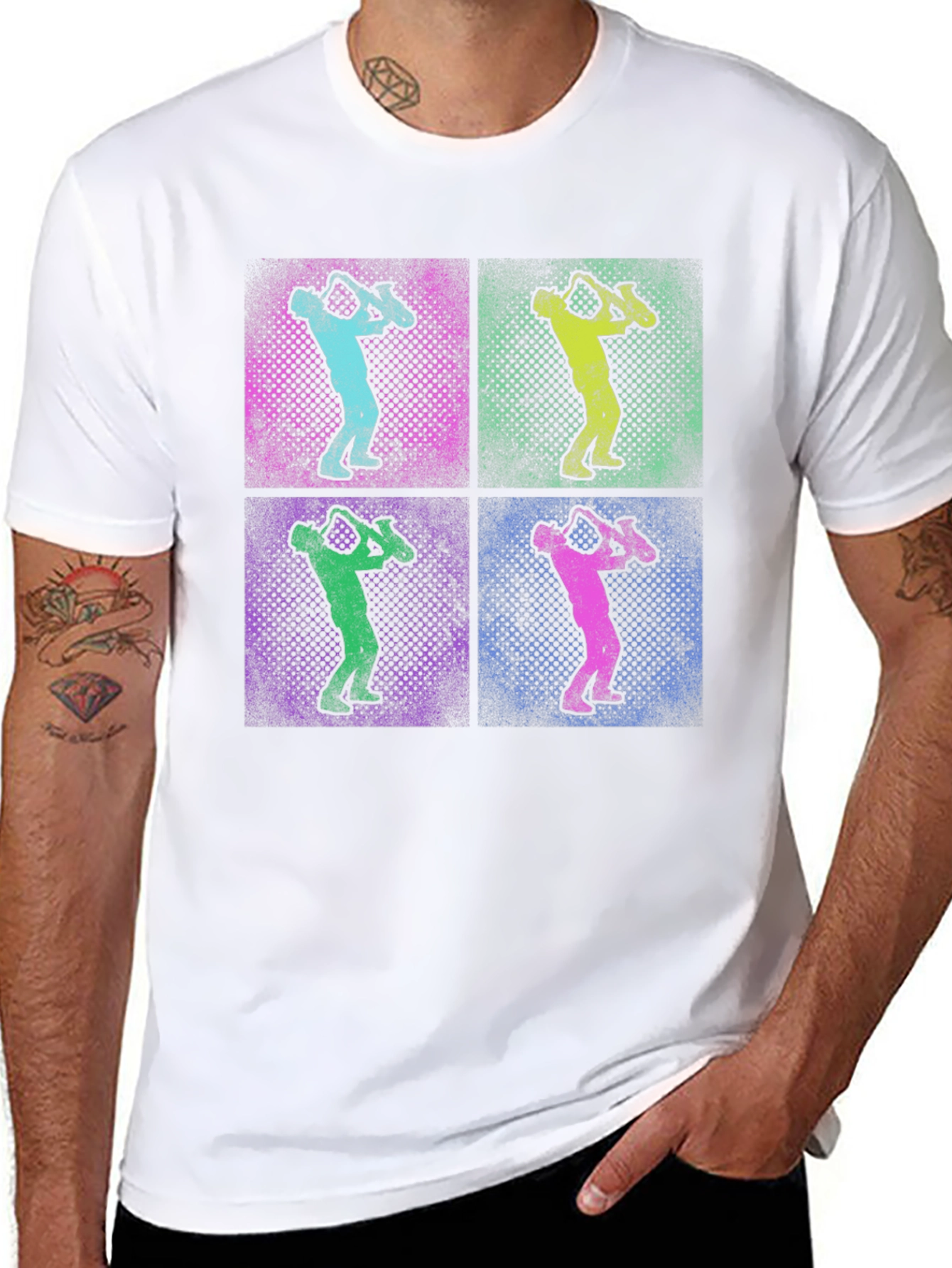 Saxophone Pop Art Graphic T-Shirt