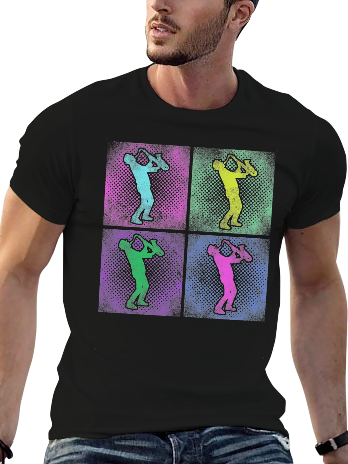 Saxophone Pop Art Graphic T-Shirt