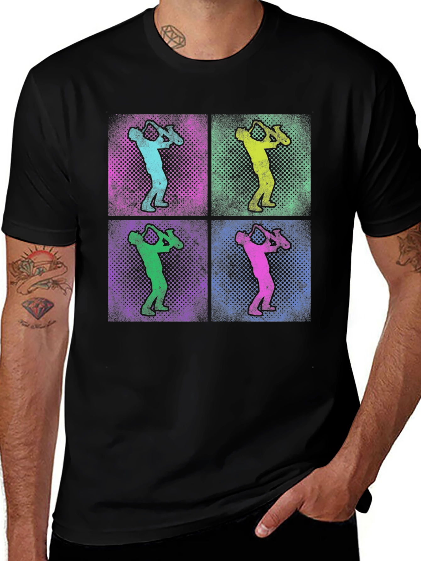 Saxophone Pop Art Graphic T-Shirt