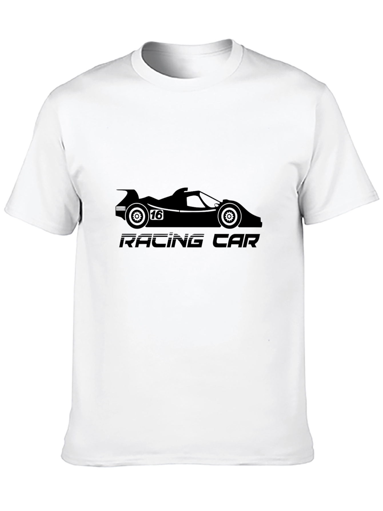 Racing Car Graphic Tee - Black Cotton T-Shirt