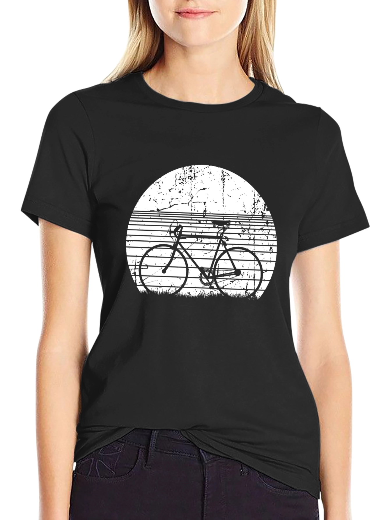 Retro Bike Graphic Tee - Black Cotton T-Shirt