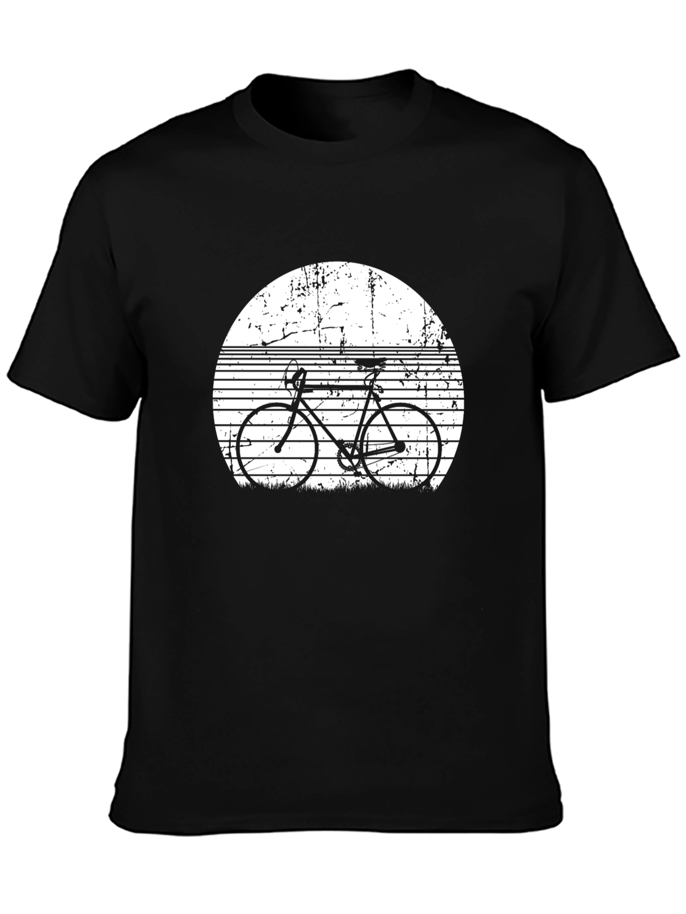 Retro Bike Graphic Tee - Black Cotton T-Shirt