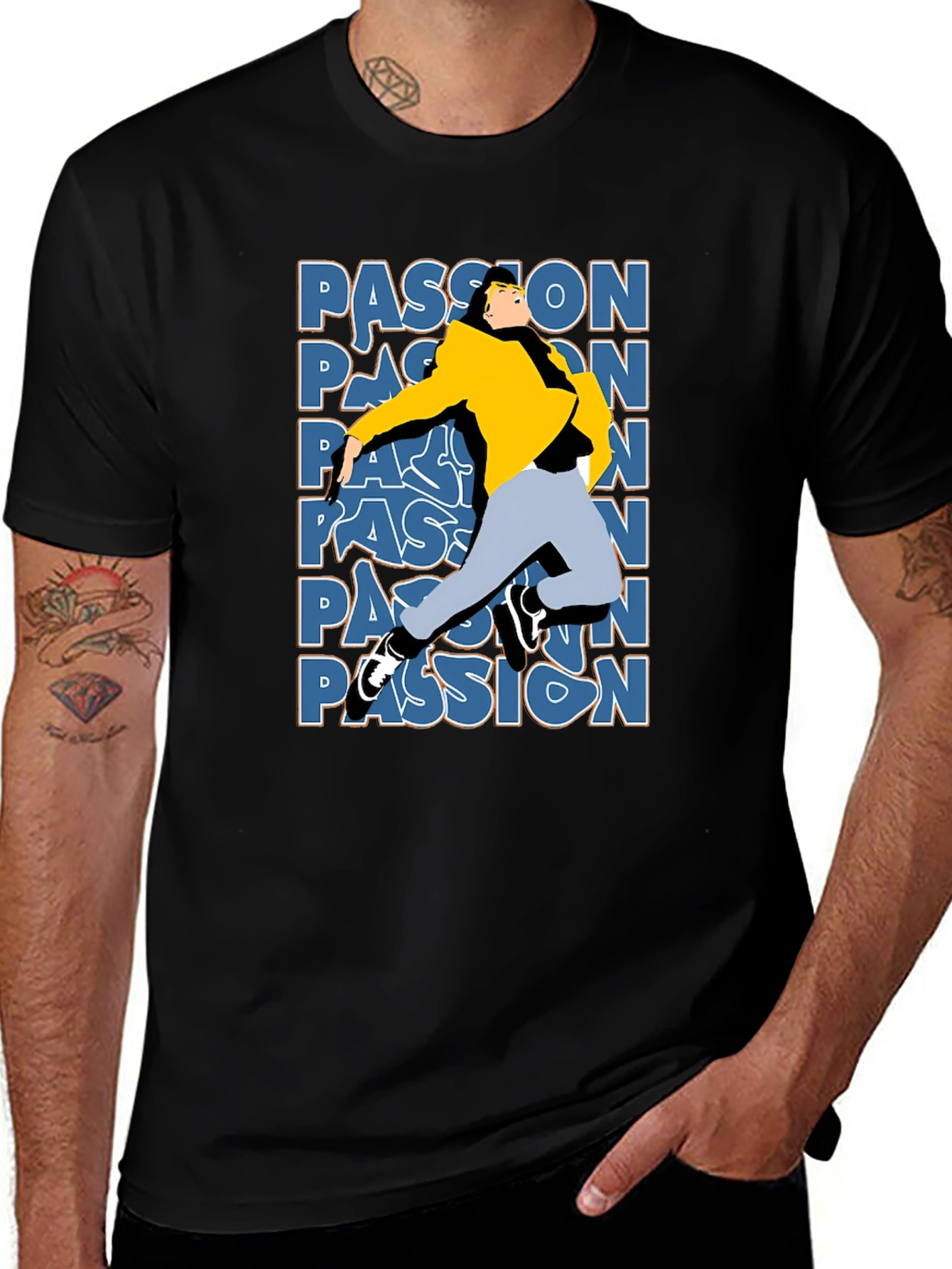Passion Graphic T-Shirt - Stylish Black Tee