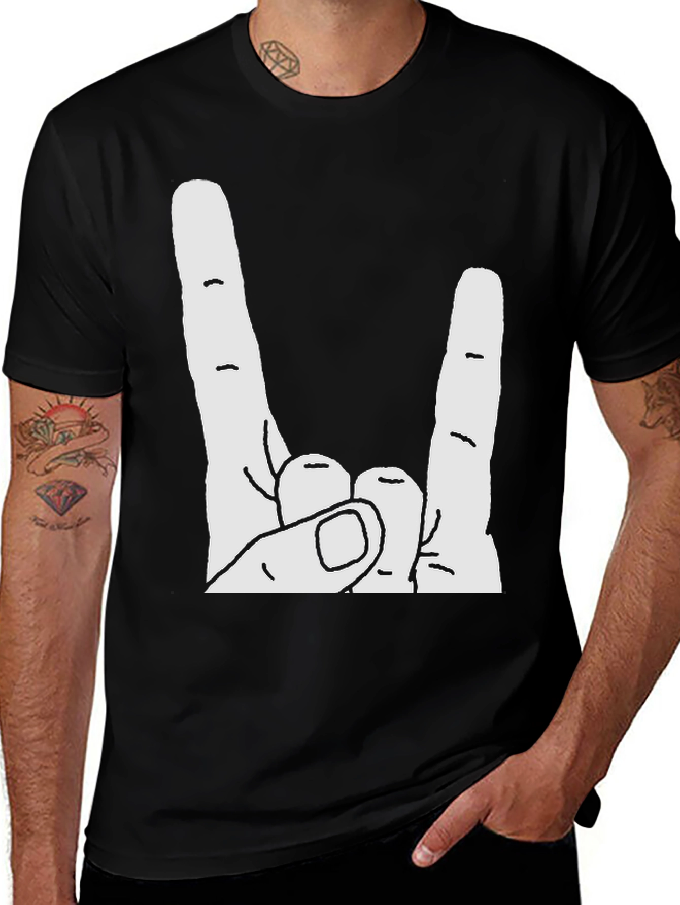 Rock On Hand Gesture Graphic Tee