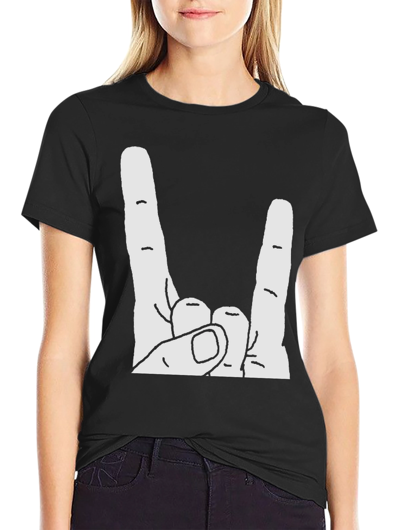 Rock On Hand Gesture Graphic Tee