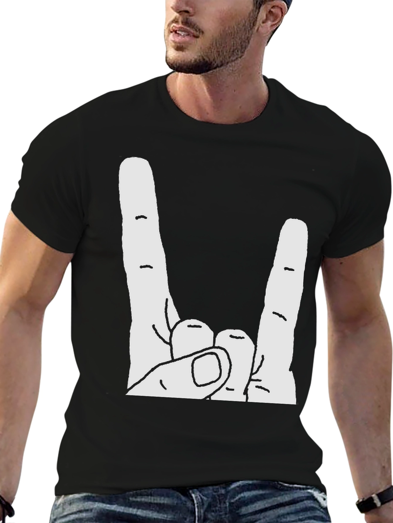 Rock On Hand Gesture Graphic Tee
