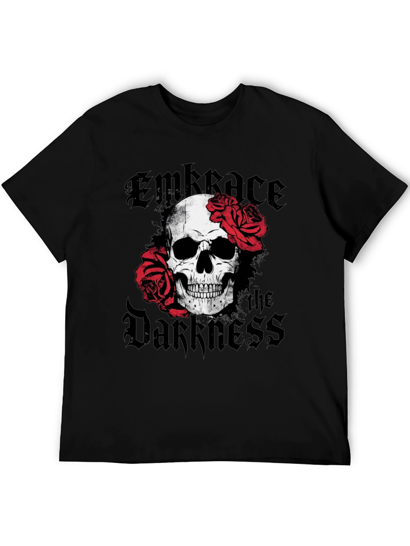 Embrace the Darkness Skull & Roses Graphic T-Shirt