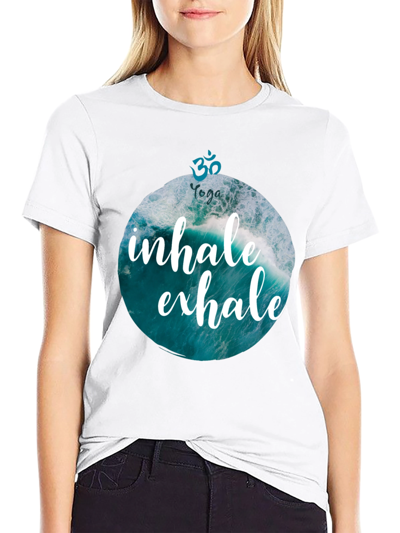 Inhale Exhale Yoga Wave Graphic T-Shirt